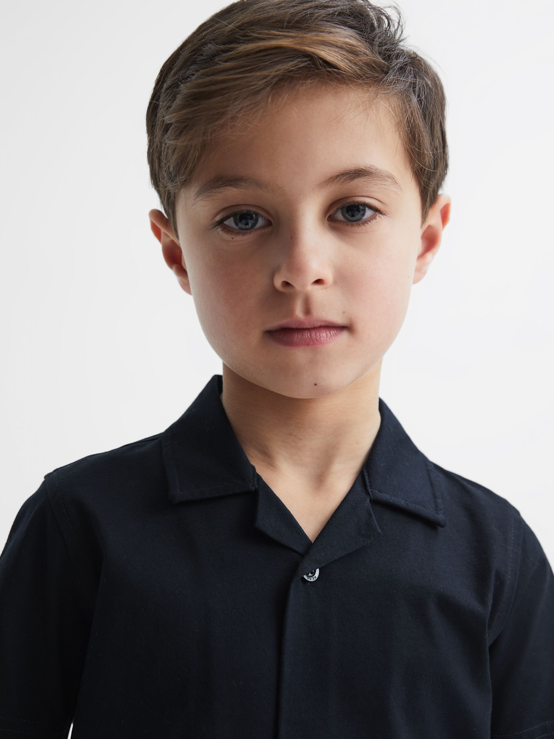 Cotton Jersey Buttoned Shirt in Navy - Image 4 of 6
