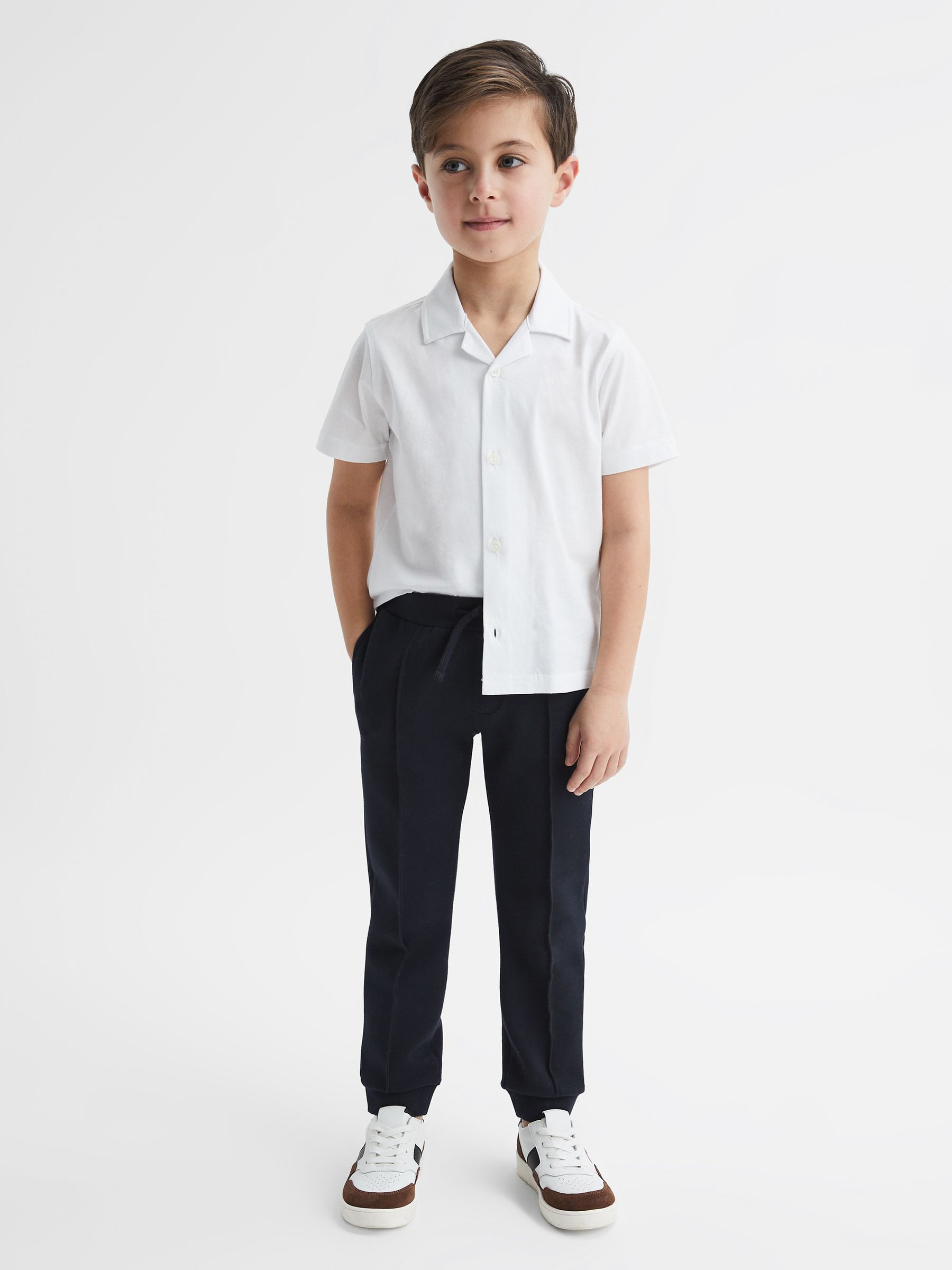 Cotton Jersey Buttoned Shirt in White - Image 1 of 6