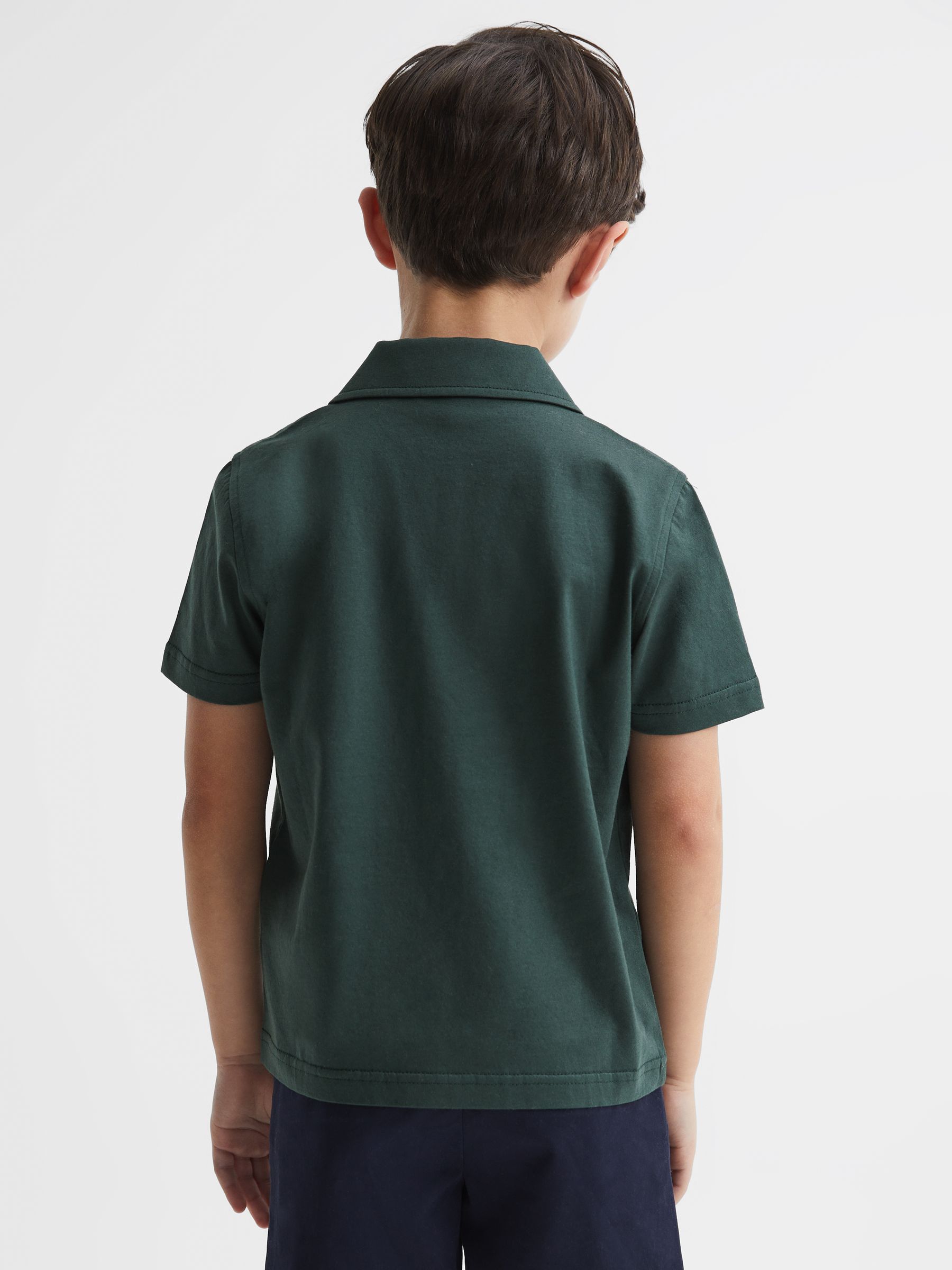 Cotton Jersey Buttoned Shirt in Pine Green - Image 5 of 7