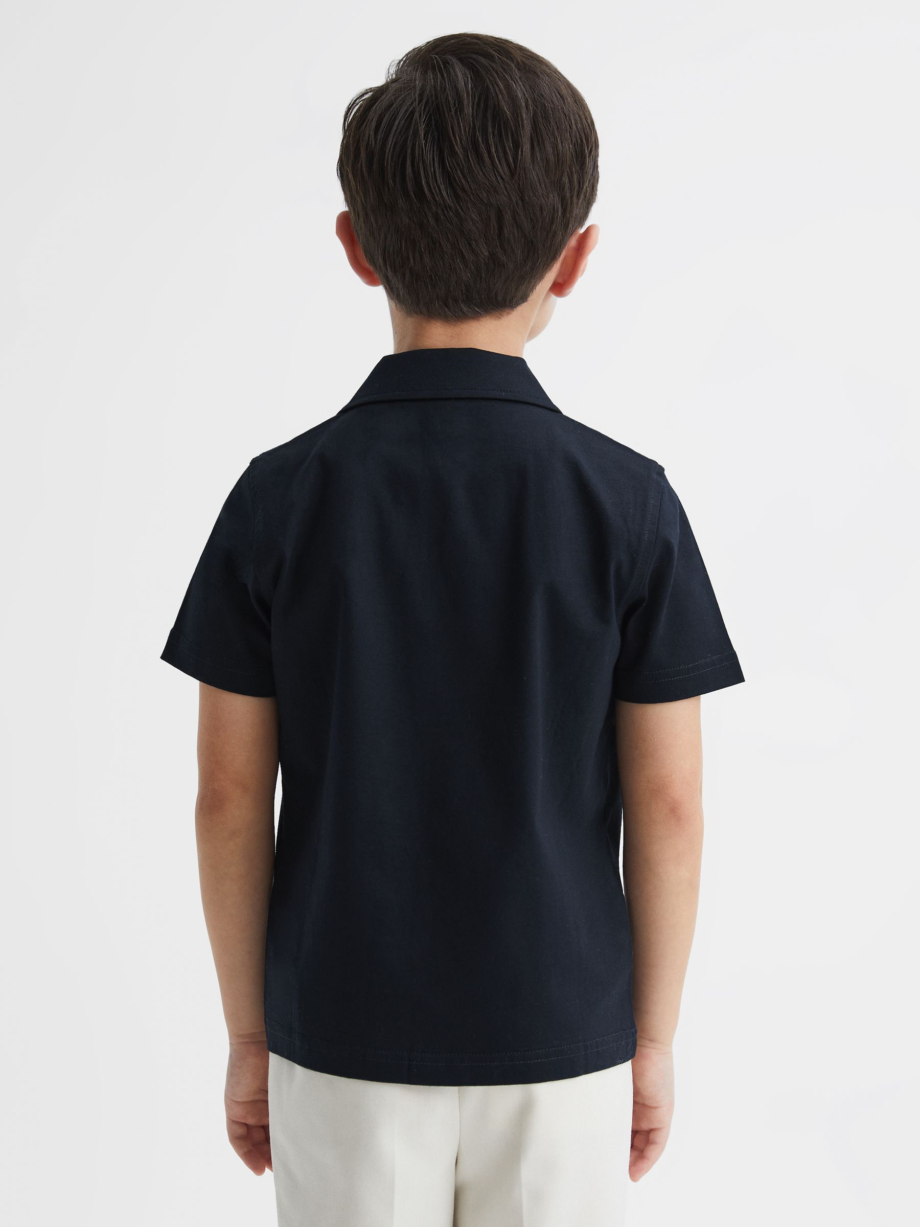 Cotton Jersey Buttoned Shirt in Navy - Image 5 of 6