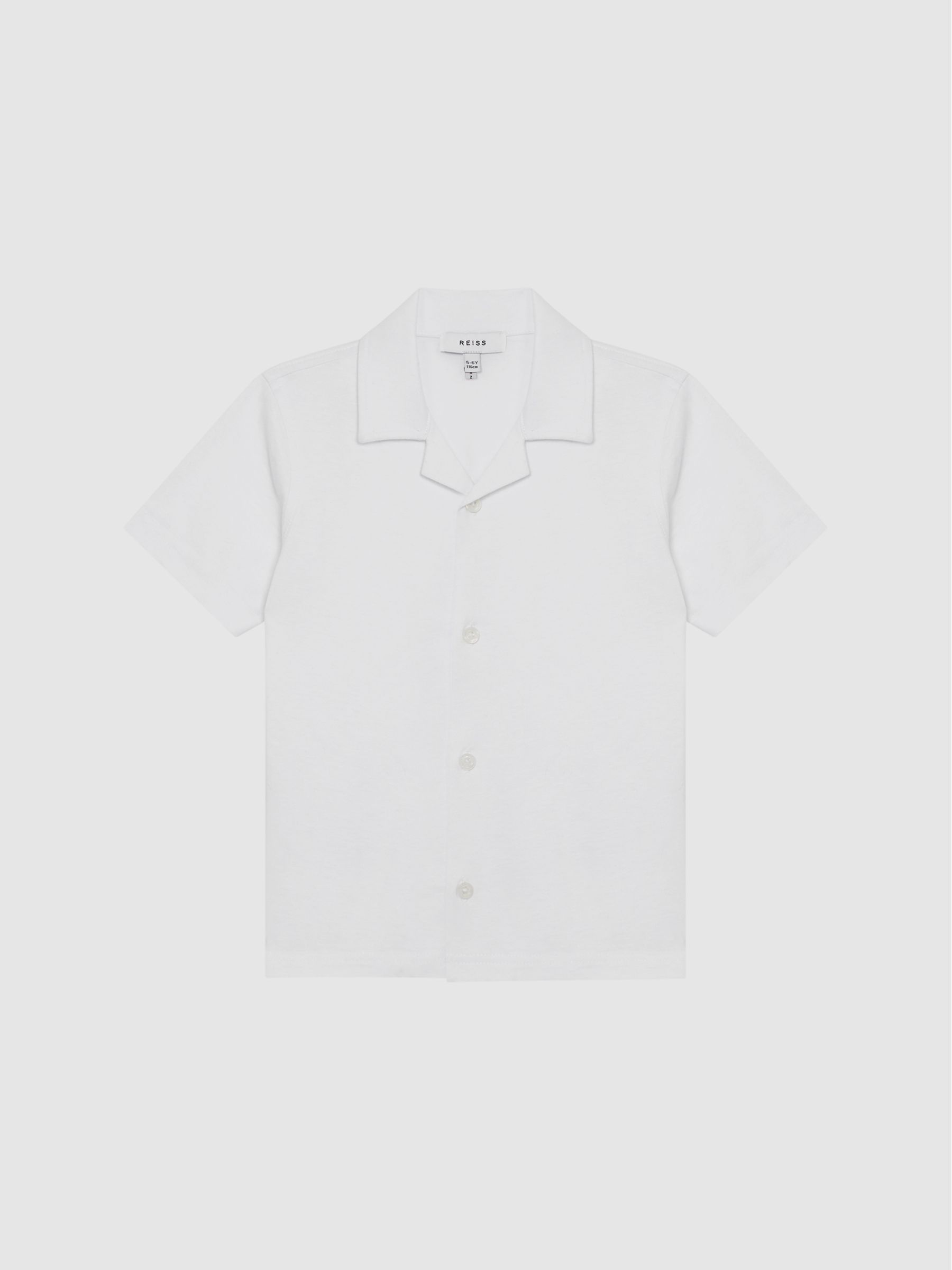 Cotton Jersey Buttoned Shirt in White - Image 2 of 6