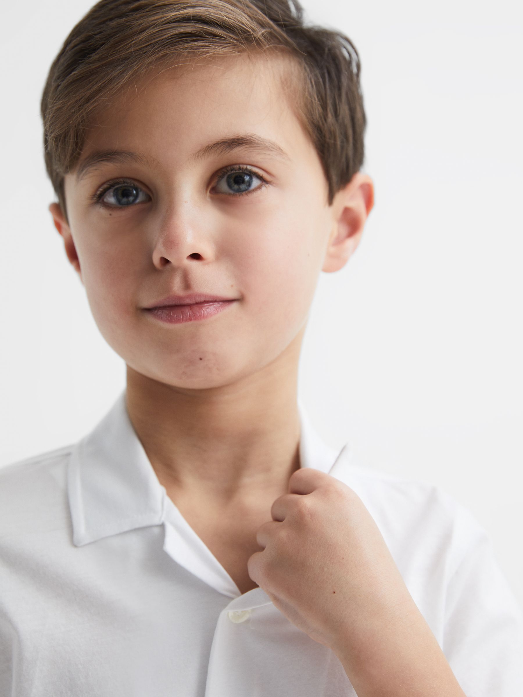 Cotton Jersey Buttoned Shirt in White - Image 4 of 6