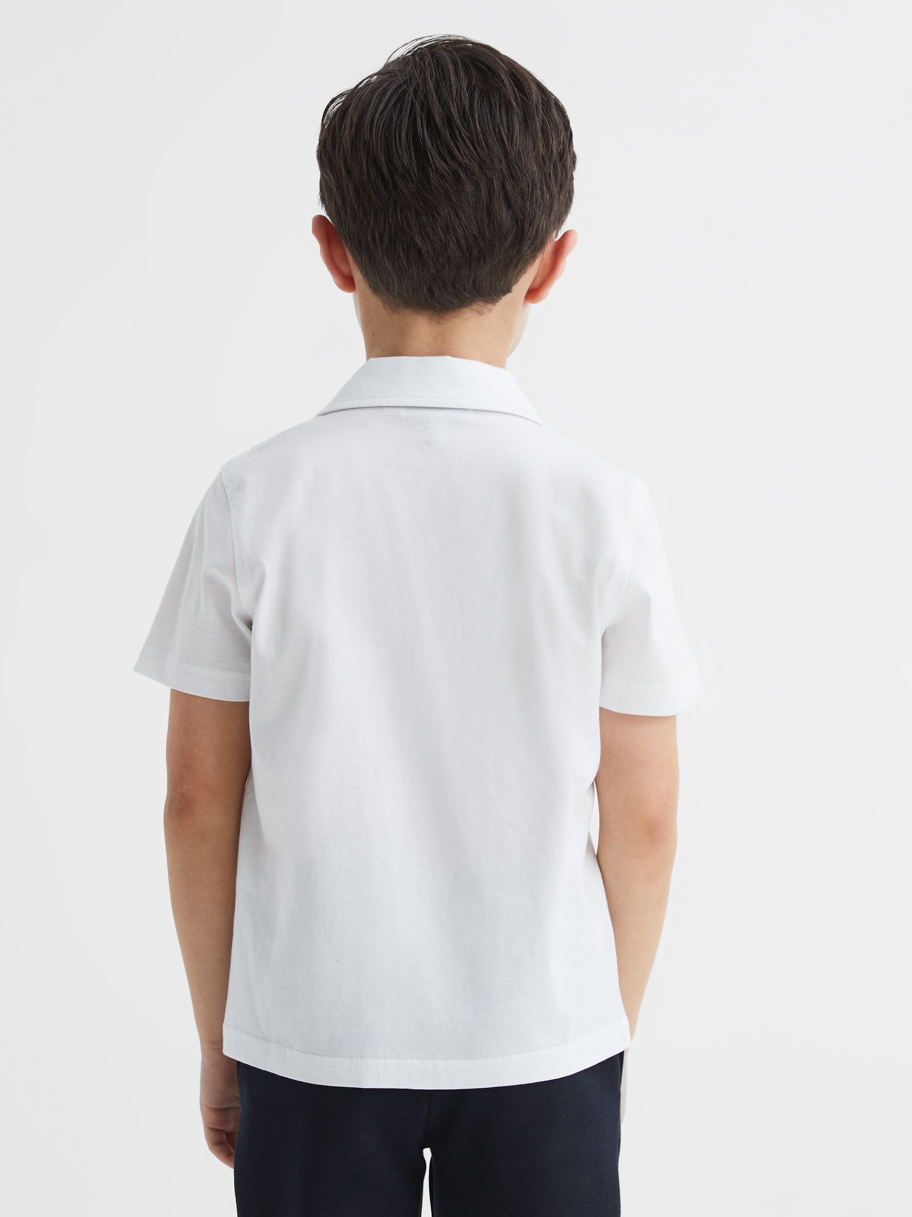 Cotton Jersey Buttoned Shirt in White - Image 5 of 6
