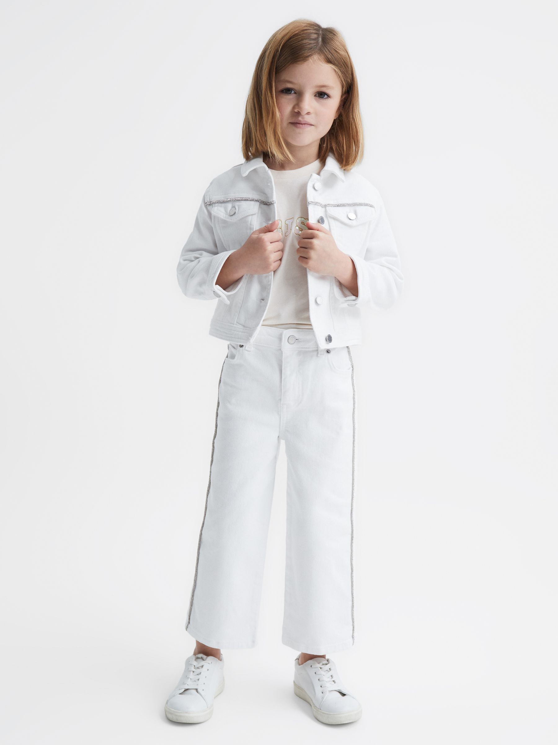9-12 yrs Sparkle Stripe Jeans in White - Image 1 of 6