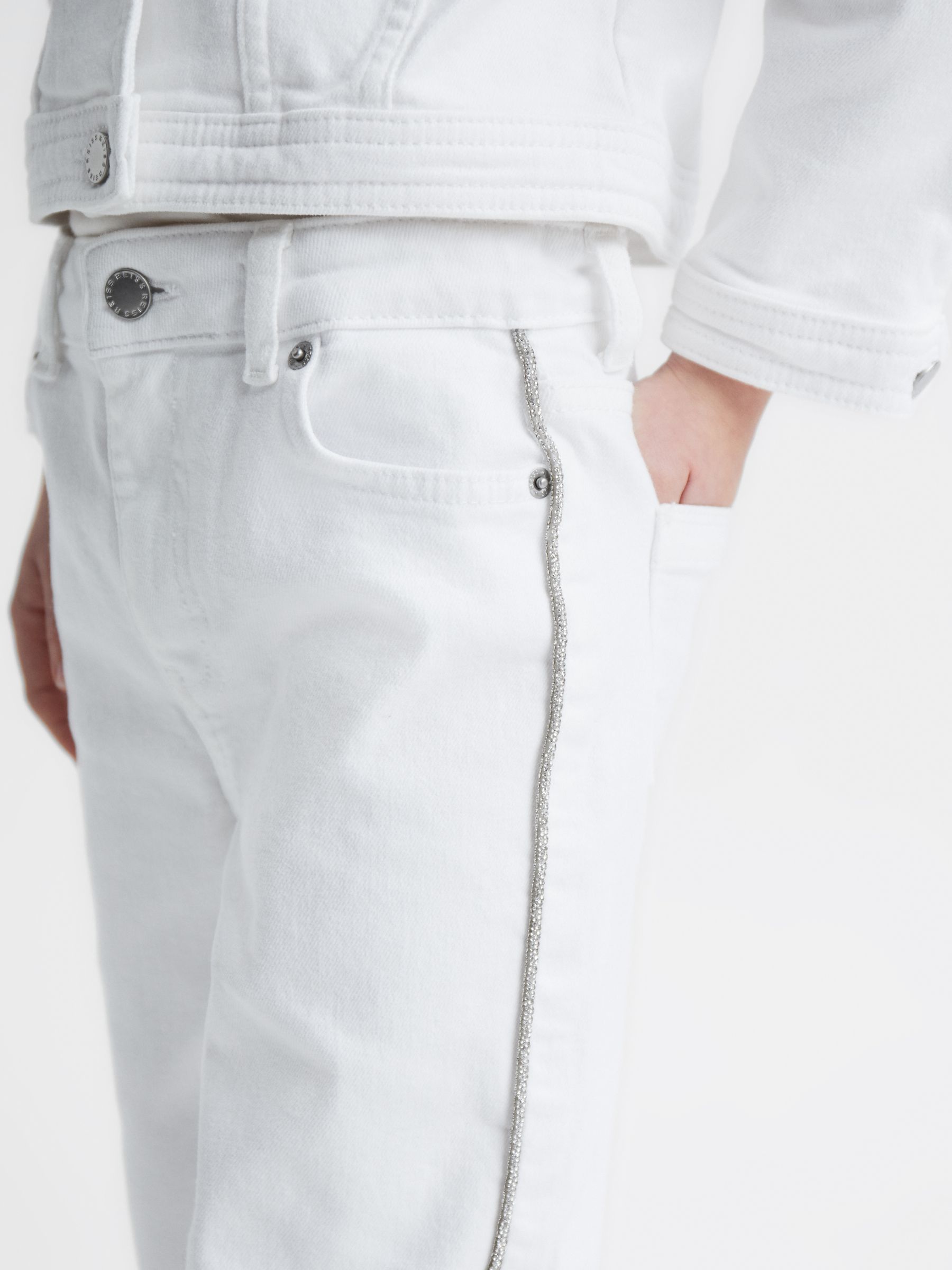 4-9 yrs Sparkle Stripe Jeans in White - Image 4 of 6