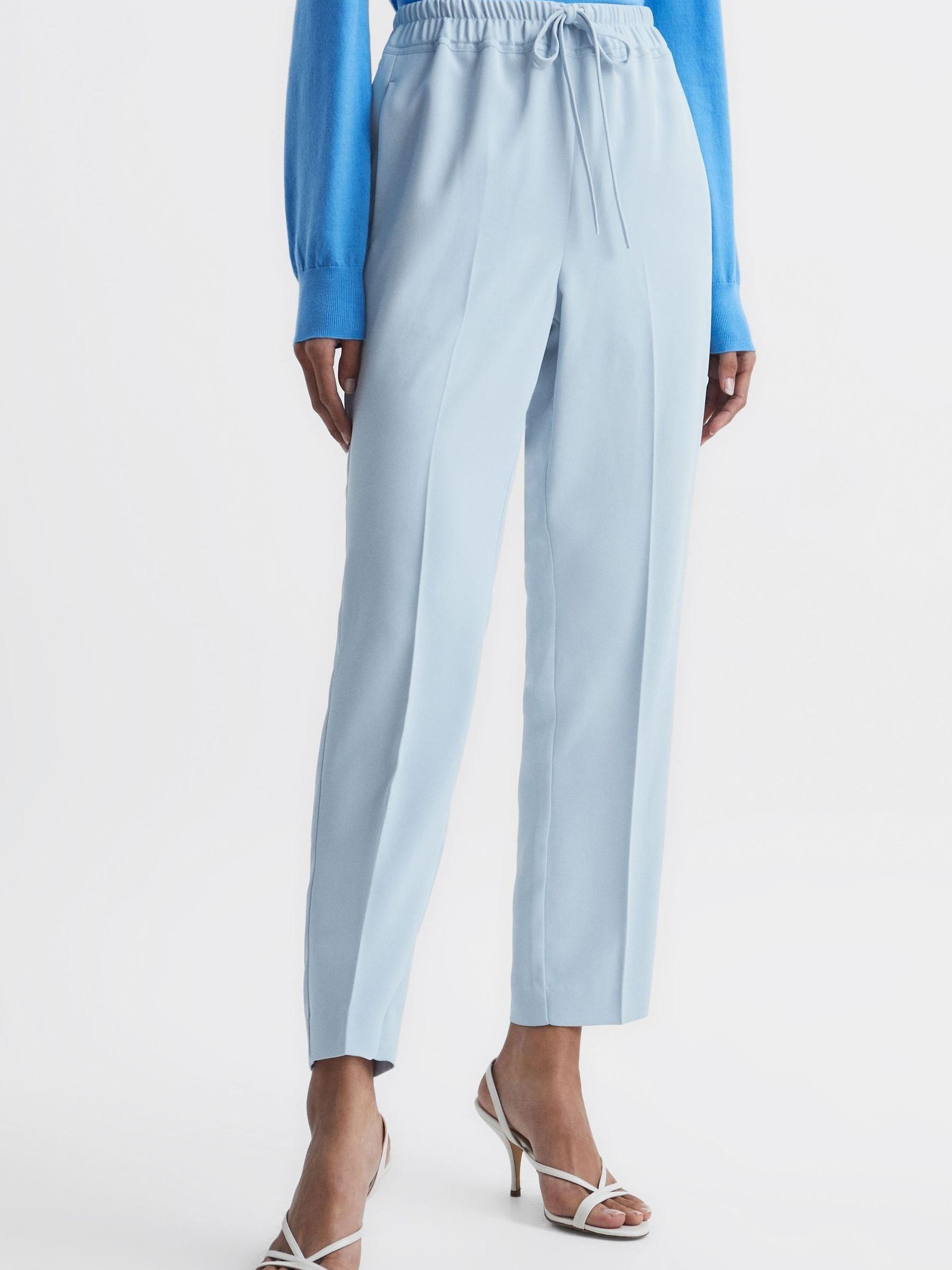 Tapered Pull On Trousers in Ice Blue - Image 1 of 6