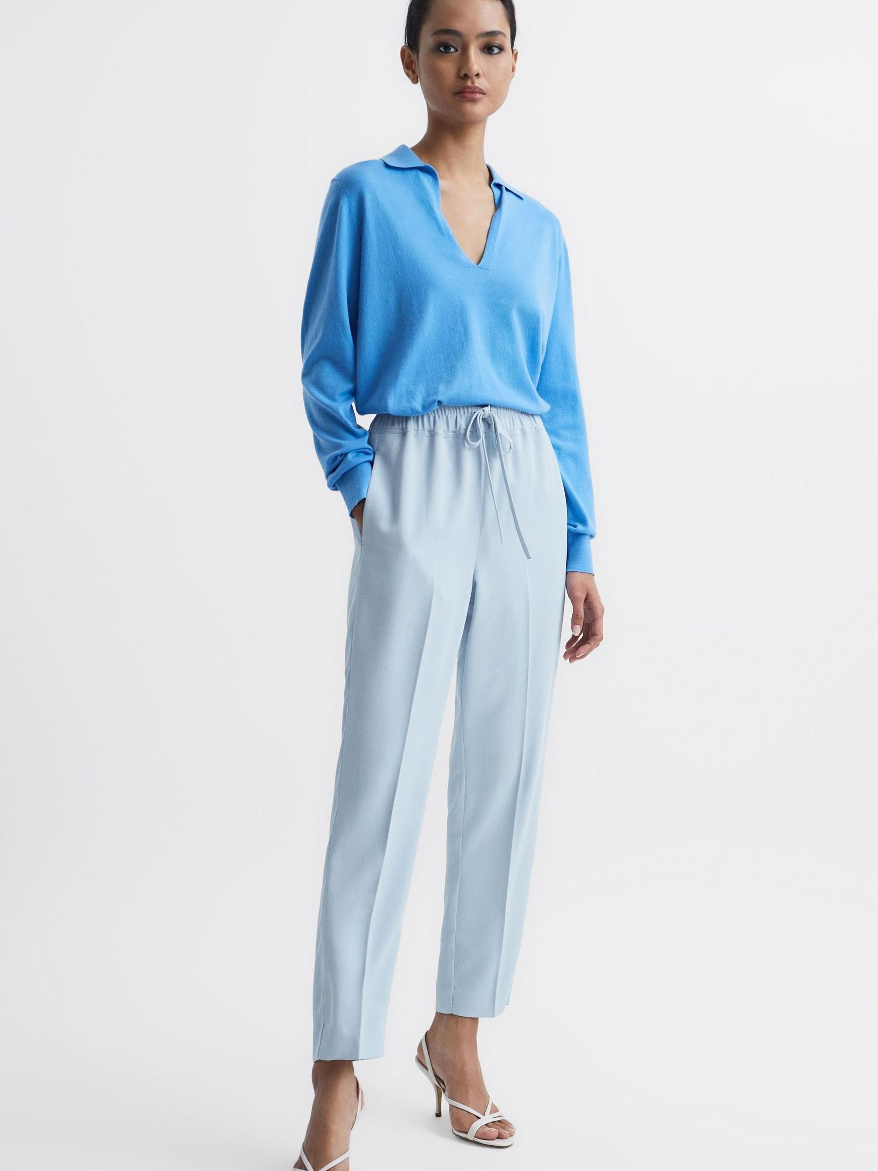 Tapered Pull On Trousers in Ice Blue - Image 3 of 6