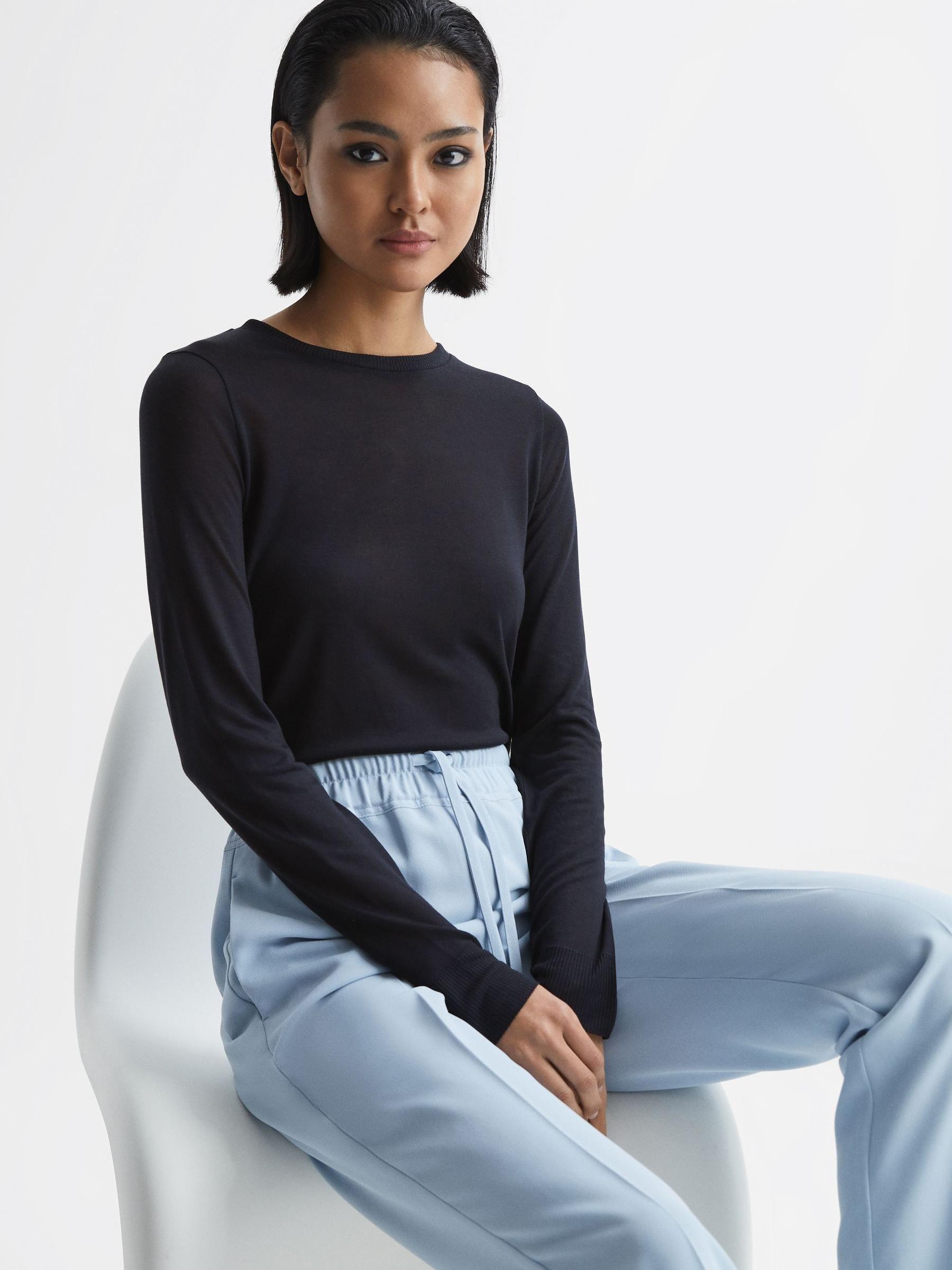 Tapered Pull On Trousers in Ice Blue - Image 6 of 6