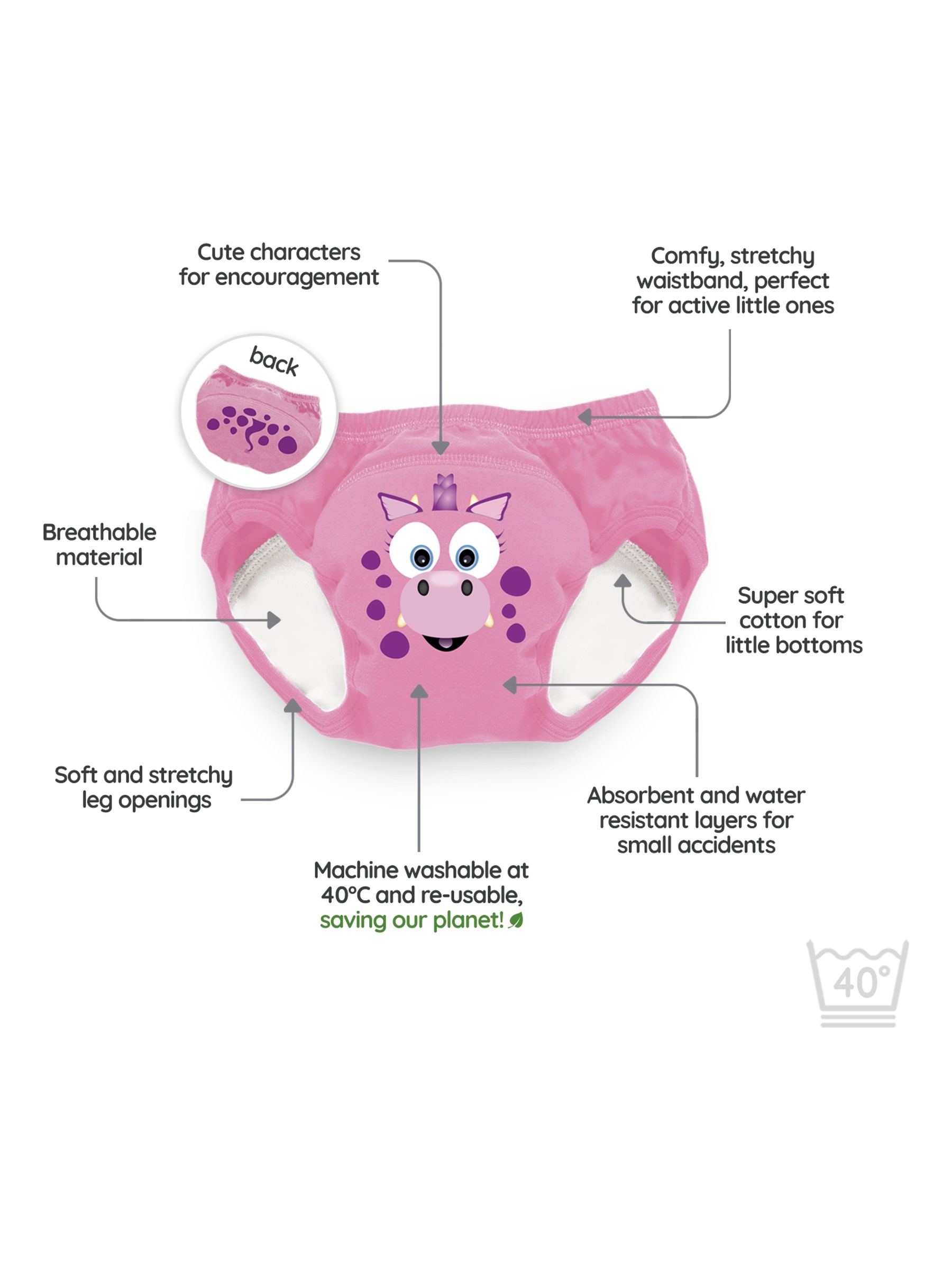 My Carry Potty 3 Pack Pink Dragon My Little Training Pants - Image 3 of 4