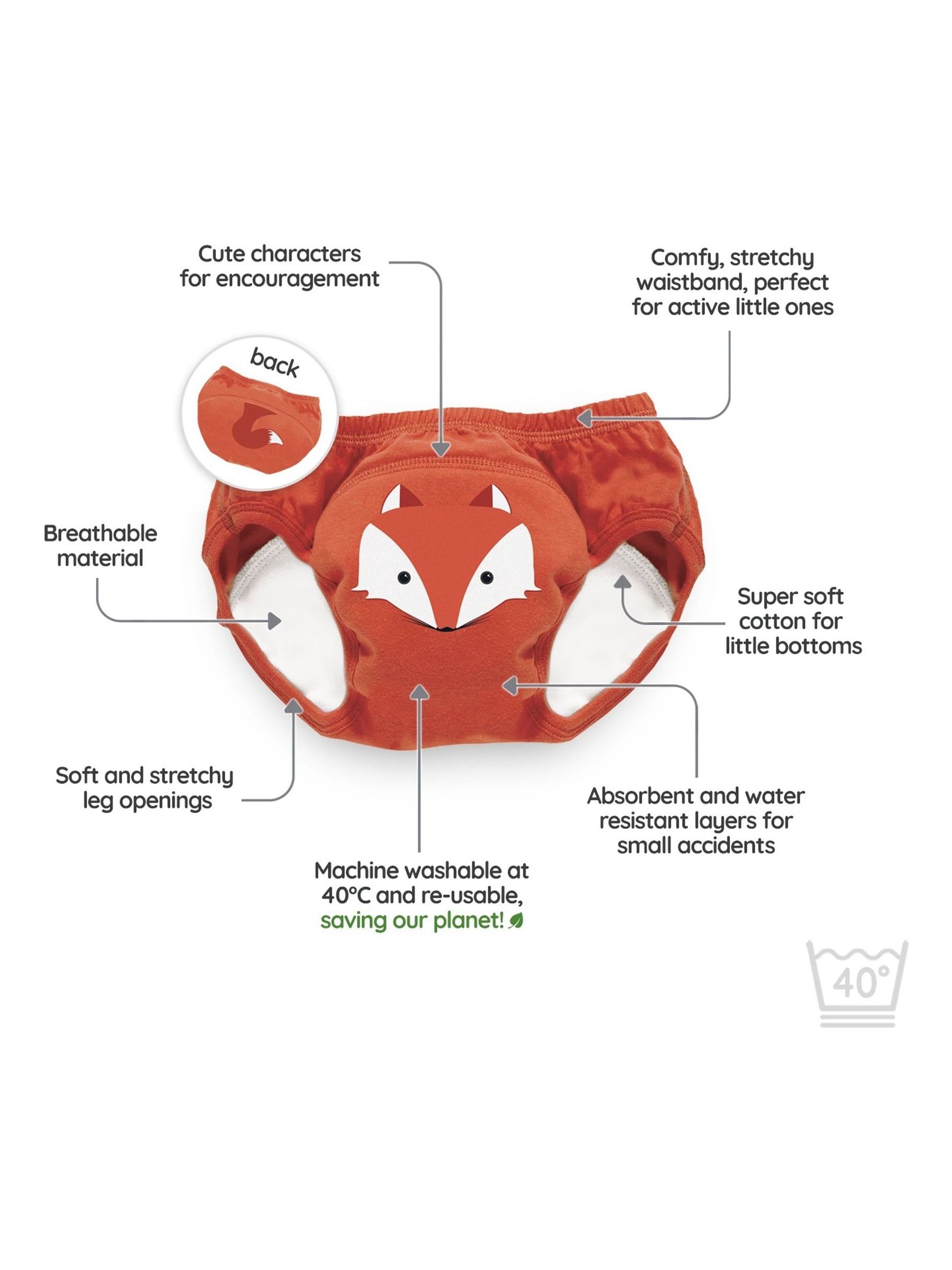 My Carry Potty 3 Pack Orange Fox My Little Training Pants - Image 3 of 5
