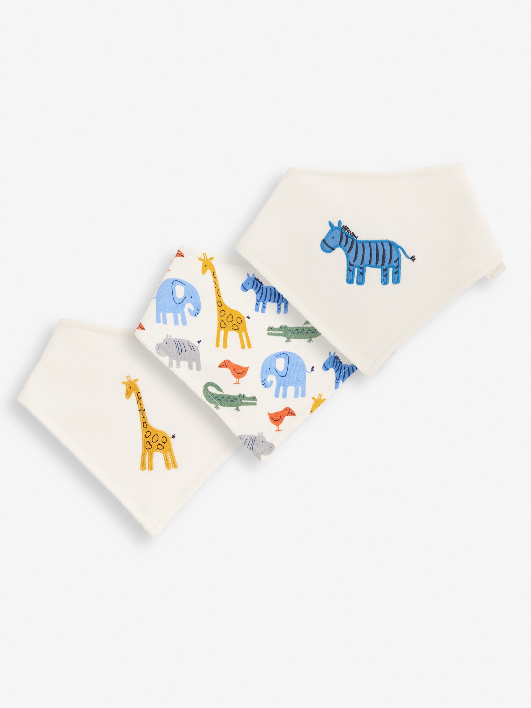 White Safari 3-Pack Cotton Baby Dribble Bibs - Image 1 of 1