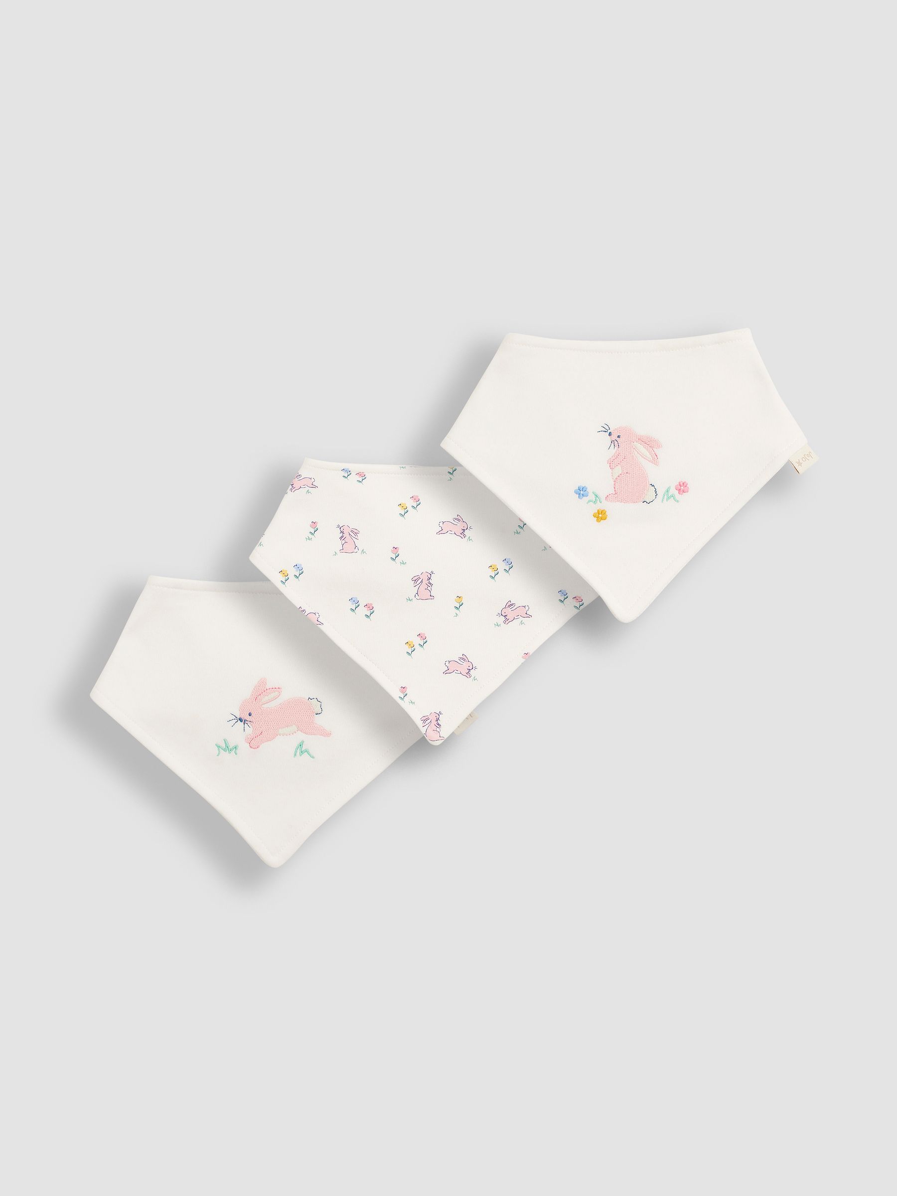 Pink Bunny 3-Pack Cotton Baby Dribble Bibs - Image 1 of 4