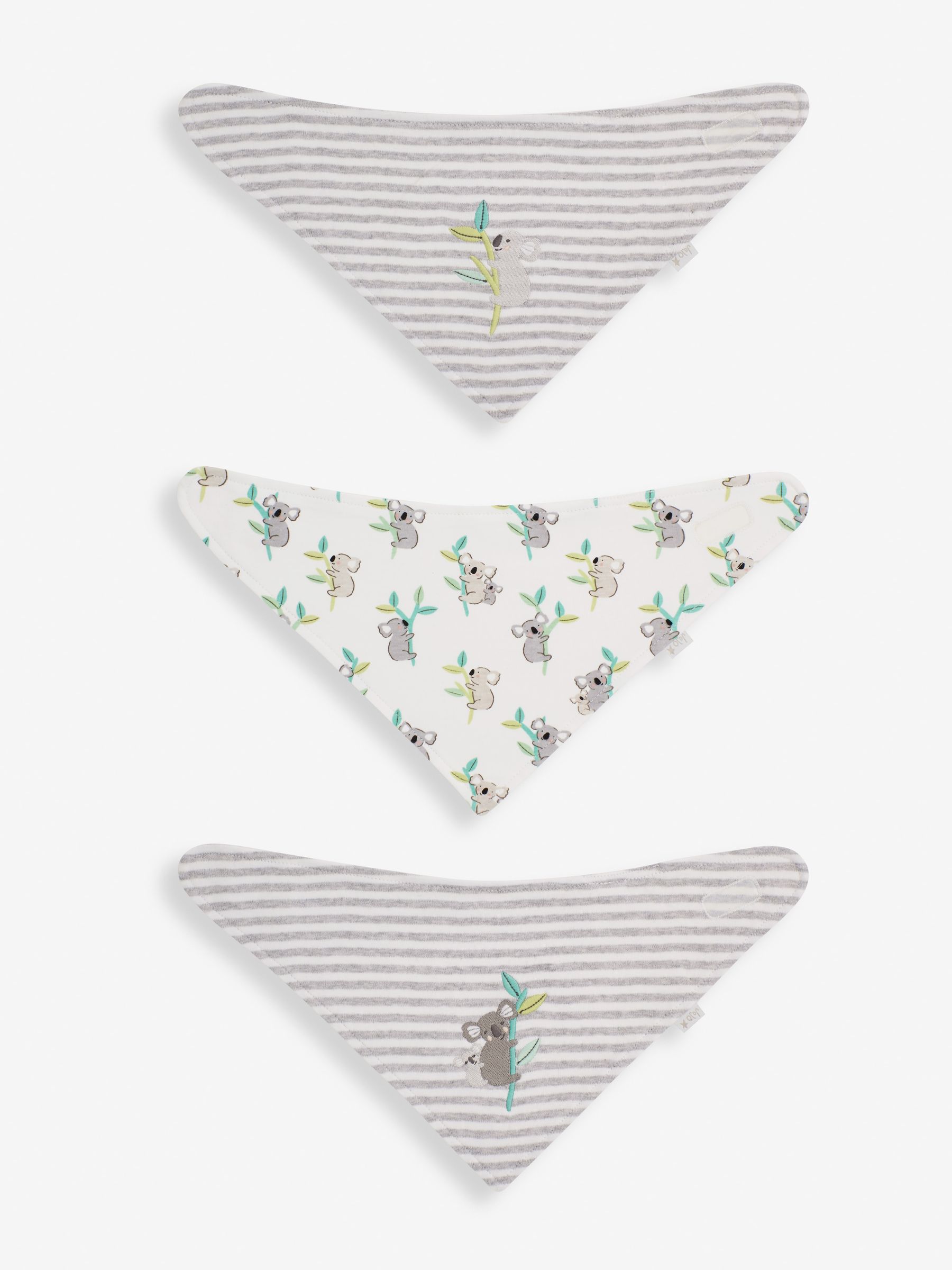 Grey Koala Cotton Baby Dribble Bibs 3 Pack - Image 1 of 4