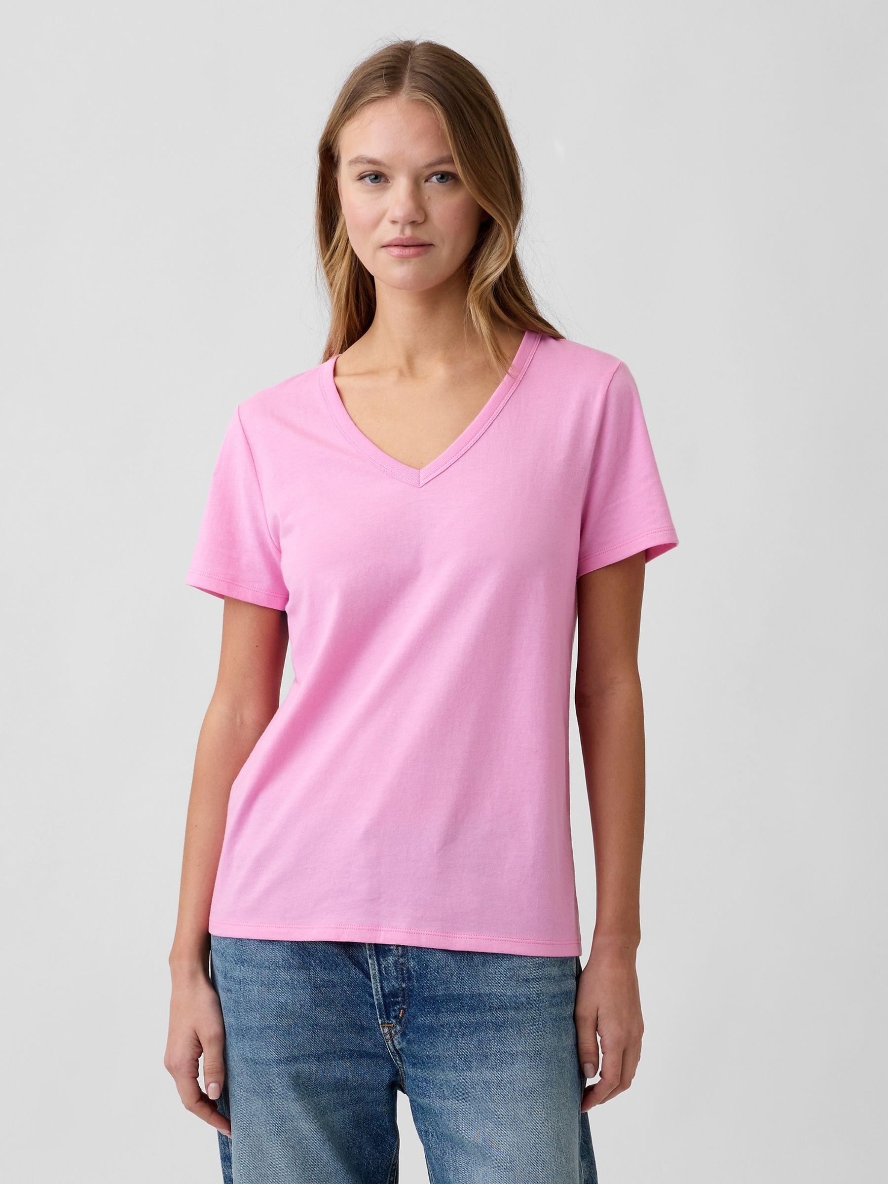 Pink Favourite V-Neck Short Sleeve Short Sleeve T-Shirt - Image 1 of 5