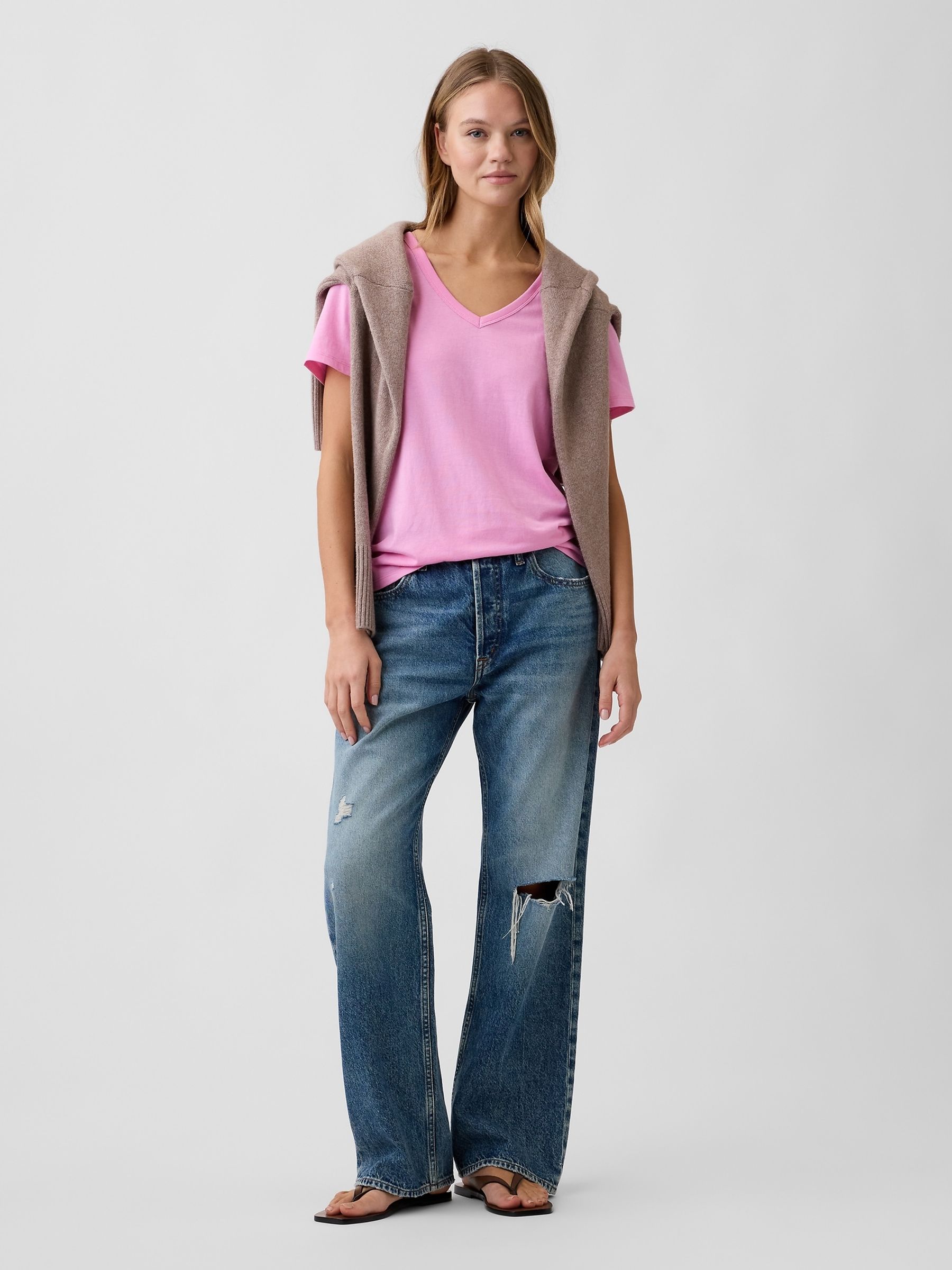 Pink Favourite V-Neck Short Sleeve Short Sleeve T-Shirt - Image 3 of 5