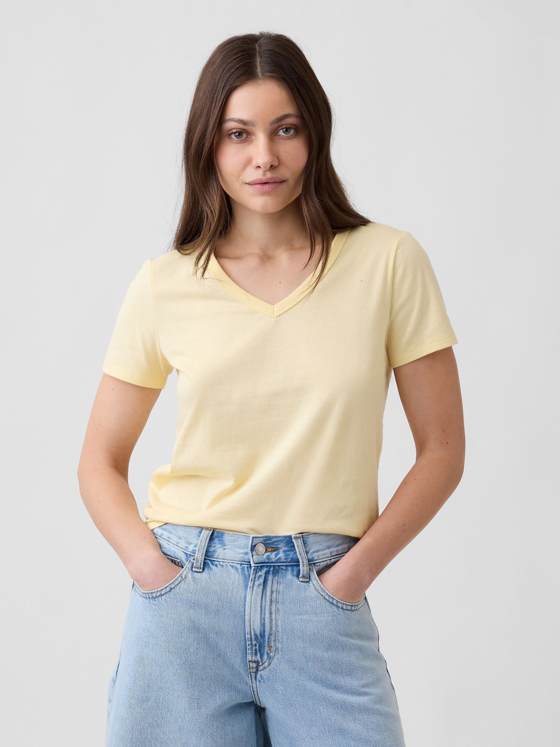 Yellow Favourite V-Neck Short Sleeve T-Shirt - Image 1 of 5