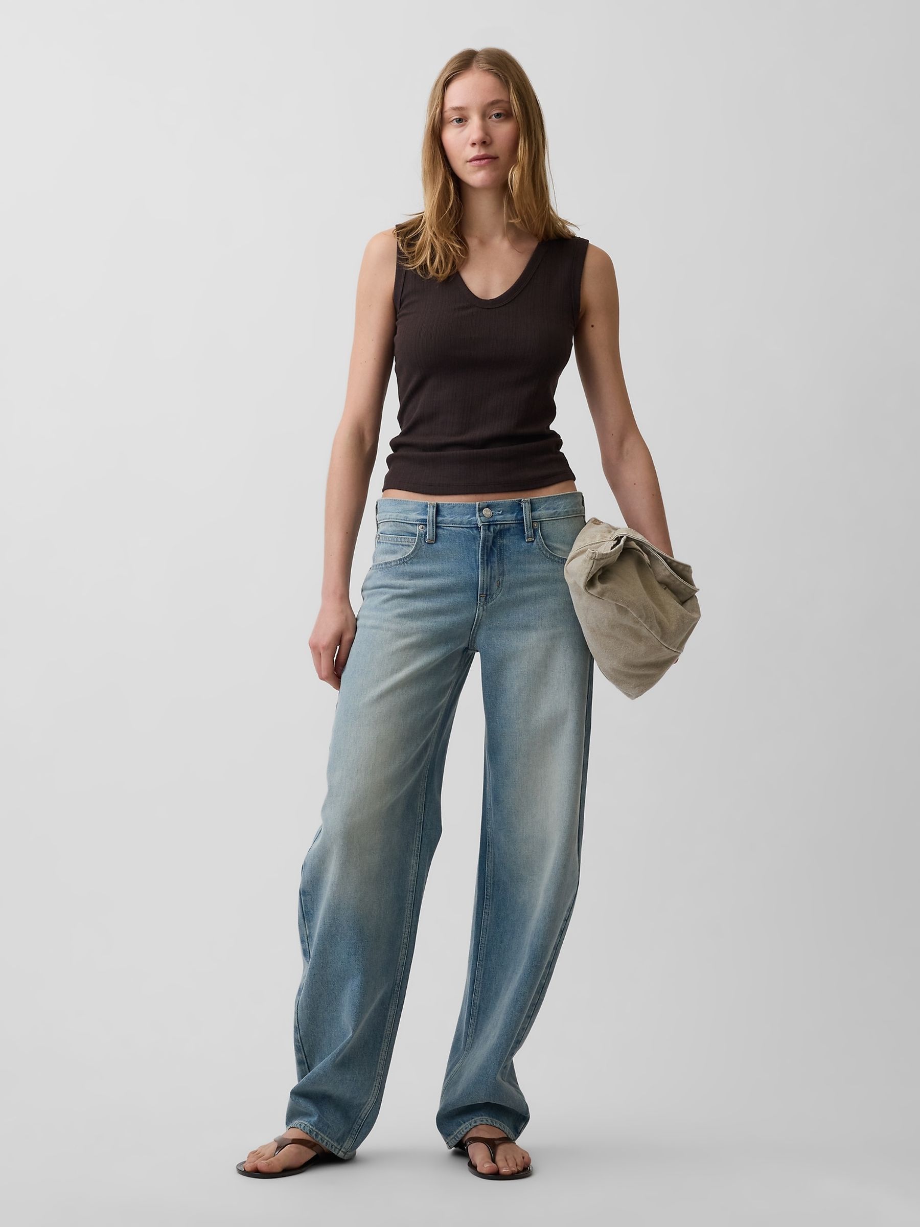 Brown Modern Rib Scoop V-Neck Vest - Image 3 of 3