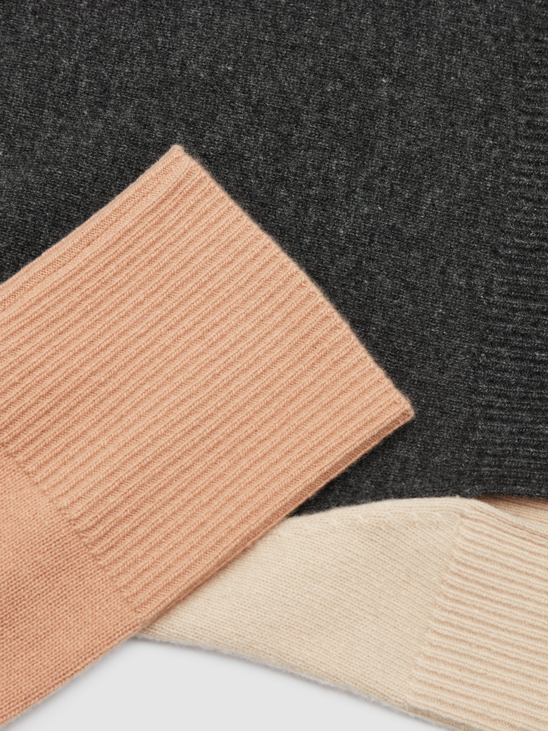 Relaxed Wool-Cashmere Blend Roll Neck Jumper in Camel/Charcoal - Image 7 of 7