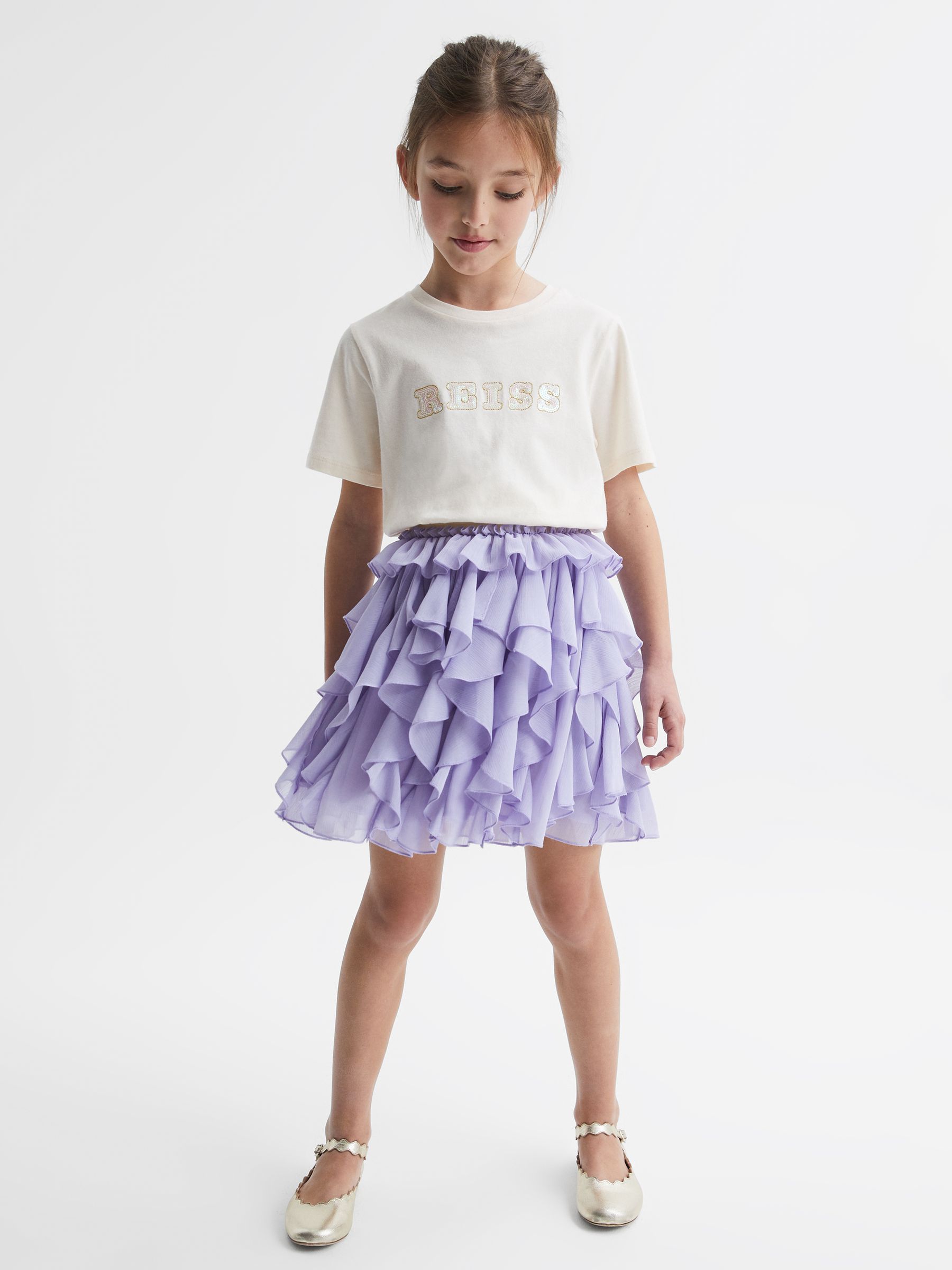 4-9 yrs Ruffle Printed Skirt in Lilac - Image 1 of 6