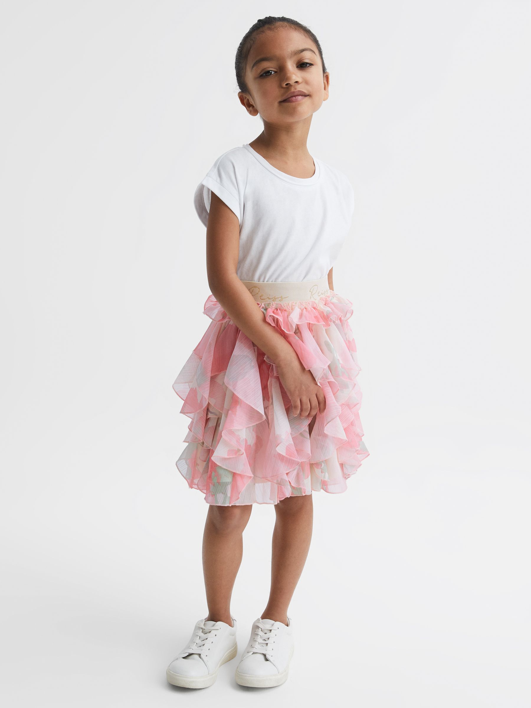 9-12 yrs Ruffle Printed Skirt in Pink Print - Image 3 of 7