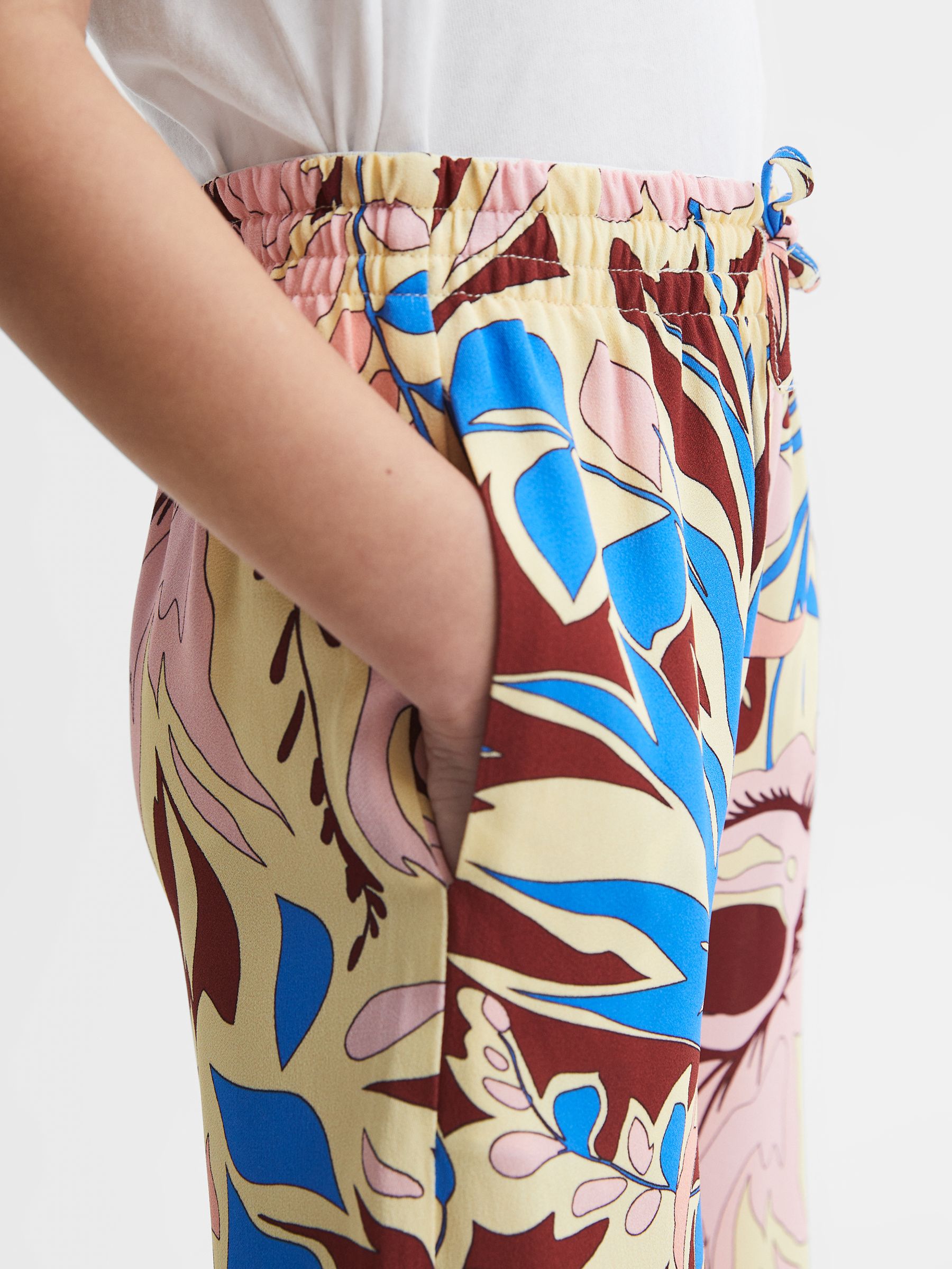 9-12 yrs Floral Printed Straight Leg Trousers in Lilac - Image 4 of 7