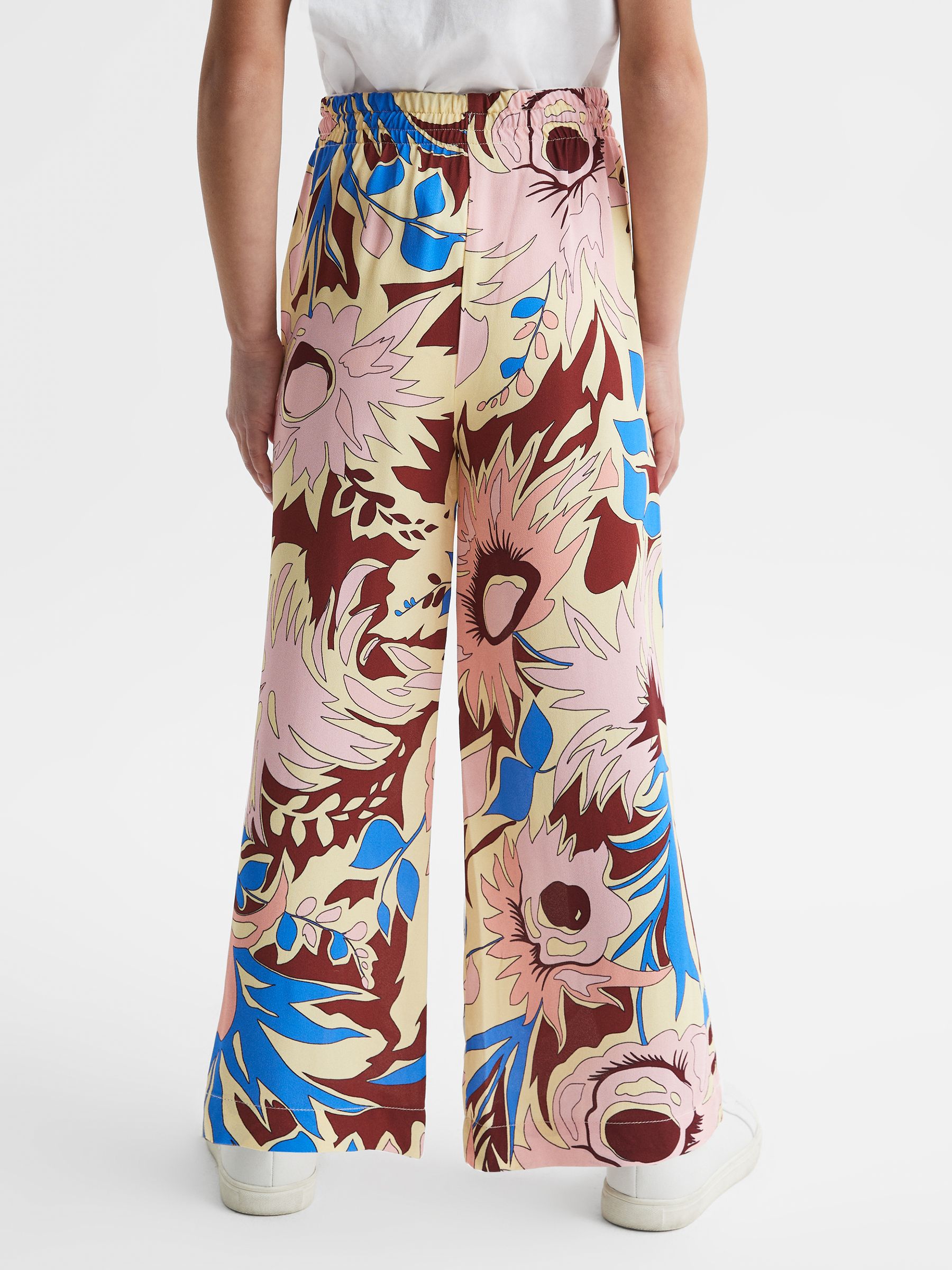 9-12 yrs Floral Printed Straight Leg Trousers in Lilac - Image 5 of 7