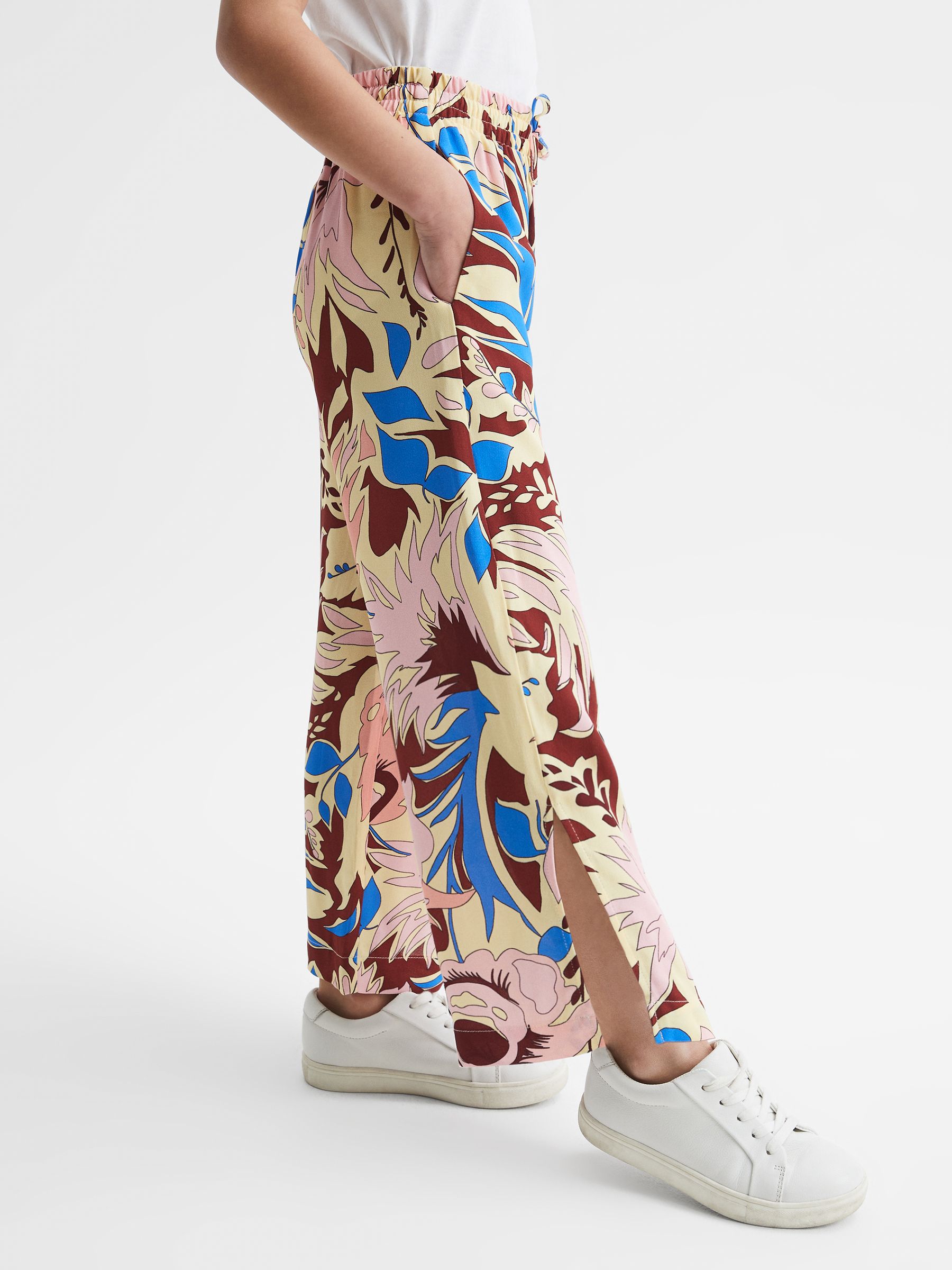 9-12 yrs Floral Printed Straight Leg Trousers in Lilac - Image 6 of 7