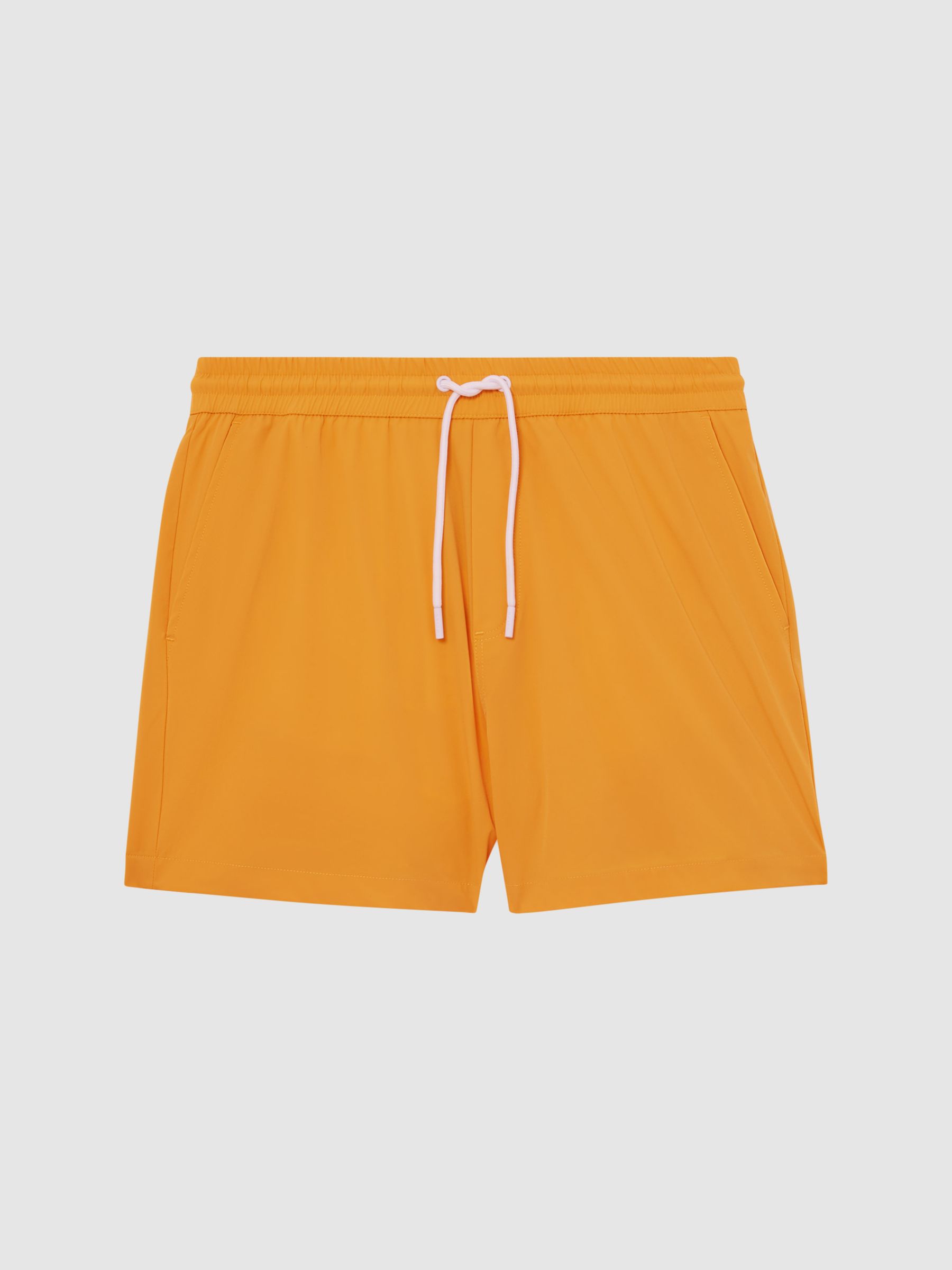 Plain Drawstring Swim Shorts in Tangerine - Image 2 of 6 Plain Drawstring Swim Shorts in Tangerine - Image 2 of 6