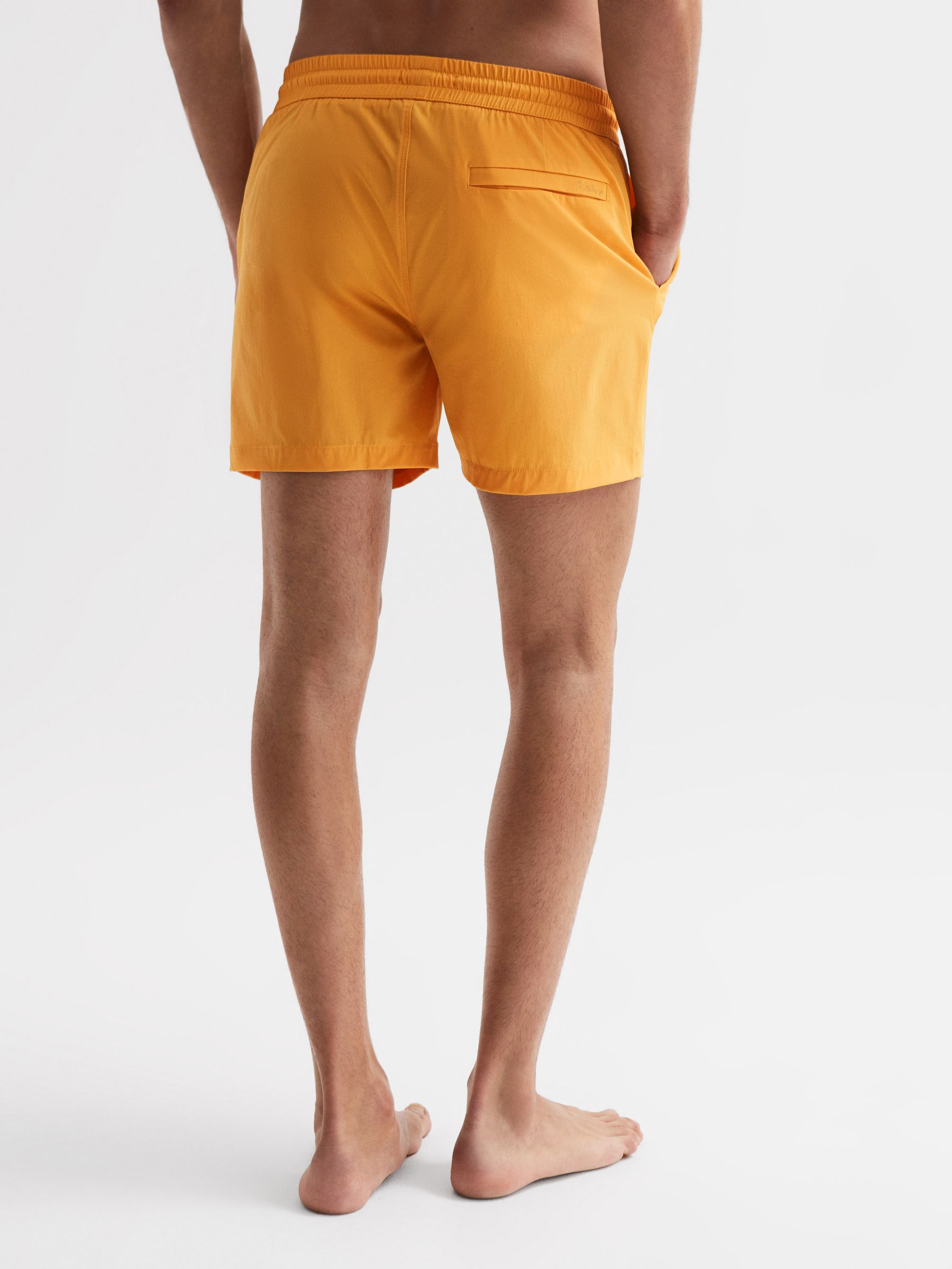 Plain Drawstring Swim Shorts in Tangerine - Image 5 of 6
