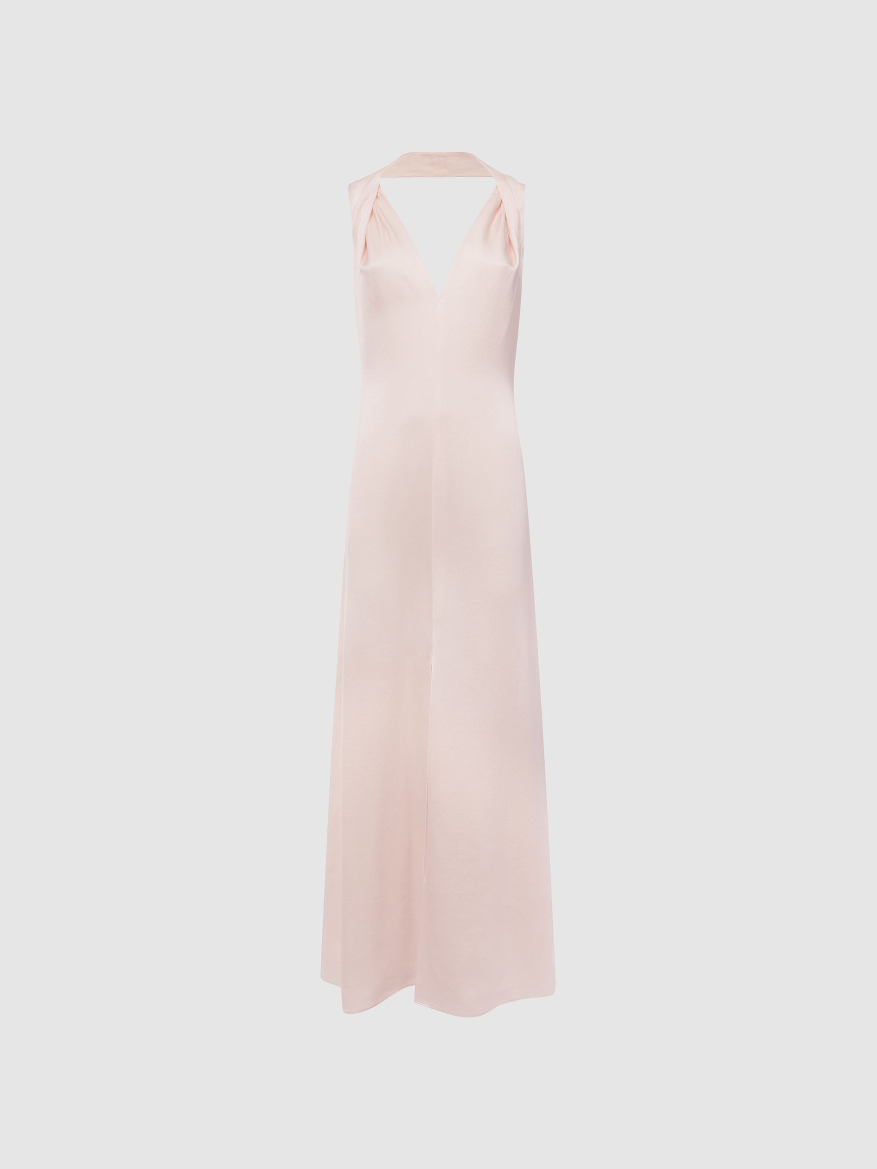 Bridesmaid Twist Detail Midi Dress in Nude - Image 2 of 5