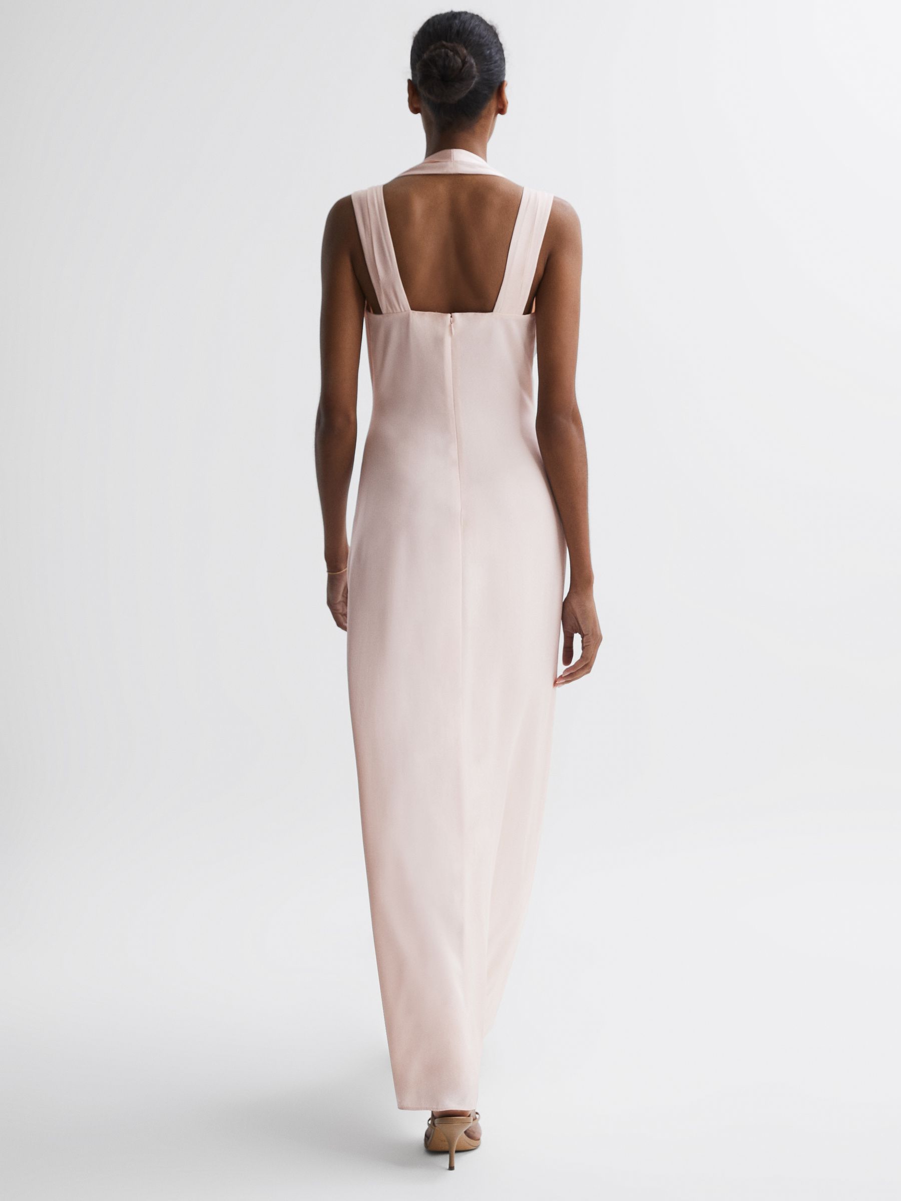 Bridesmaid Twist Detail Midi Dress in Nude - Image 5 of 5