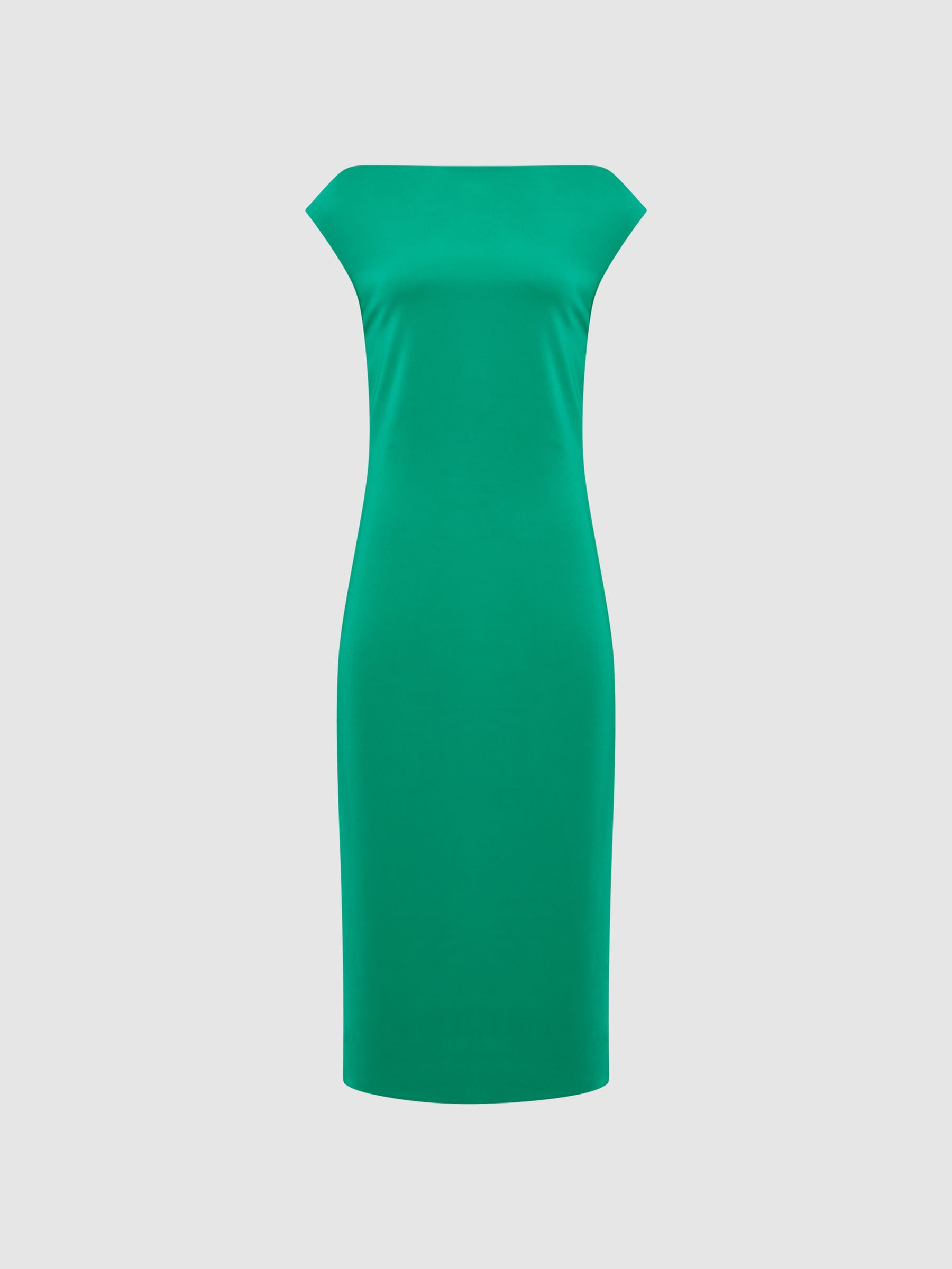 Off-Shoulder Bodycon Midi Dress in Green - Image 2 of 6
