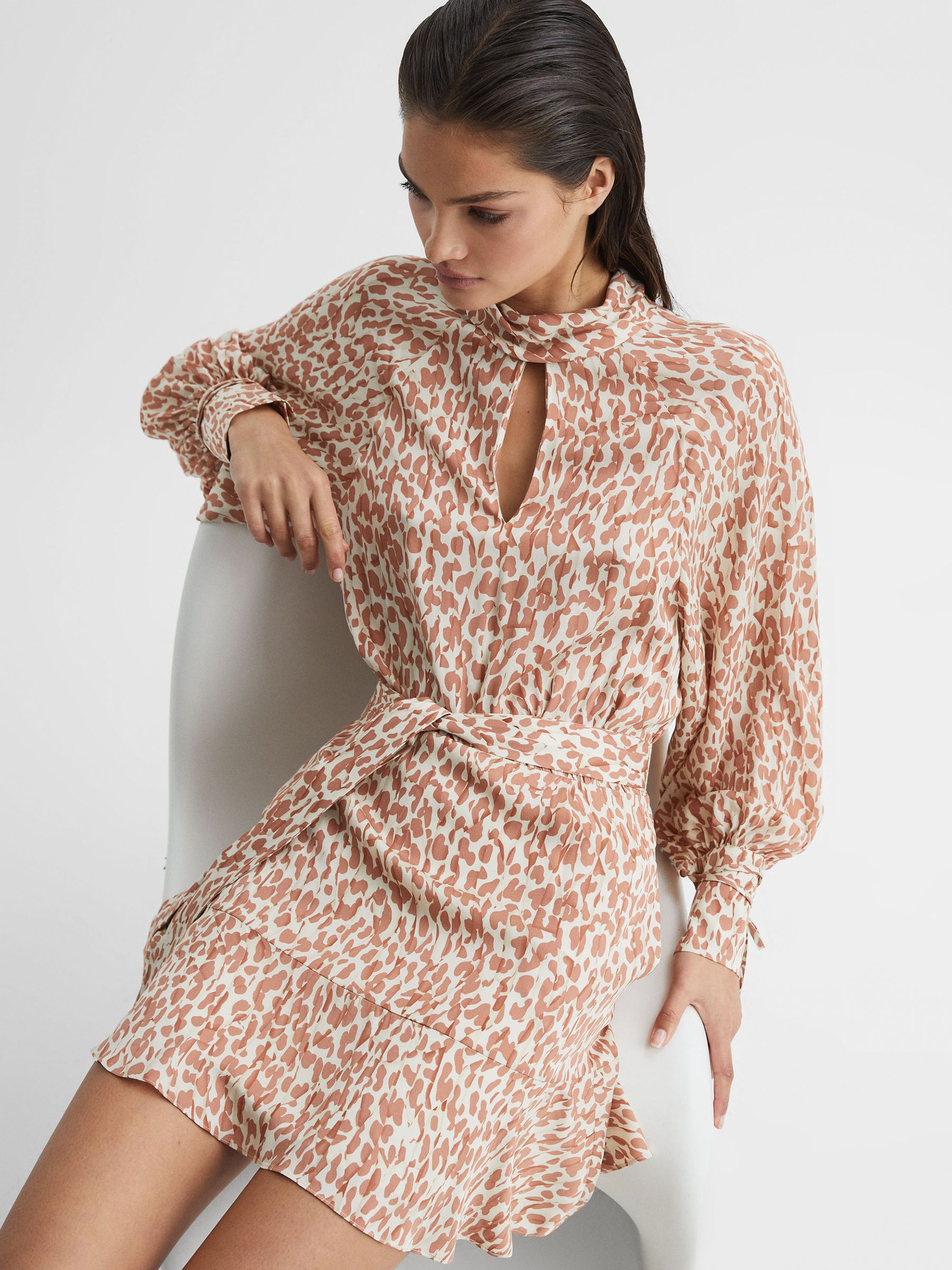 Animal Print Mini Dress in Neutral - Image 7 of 7