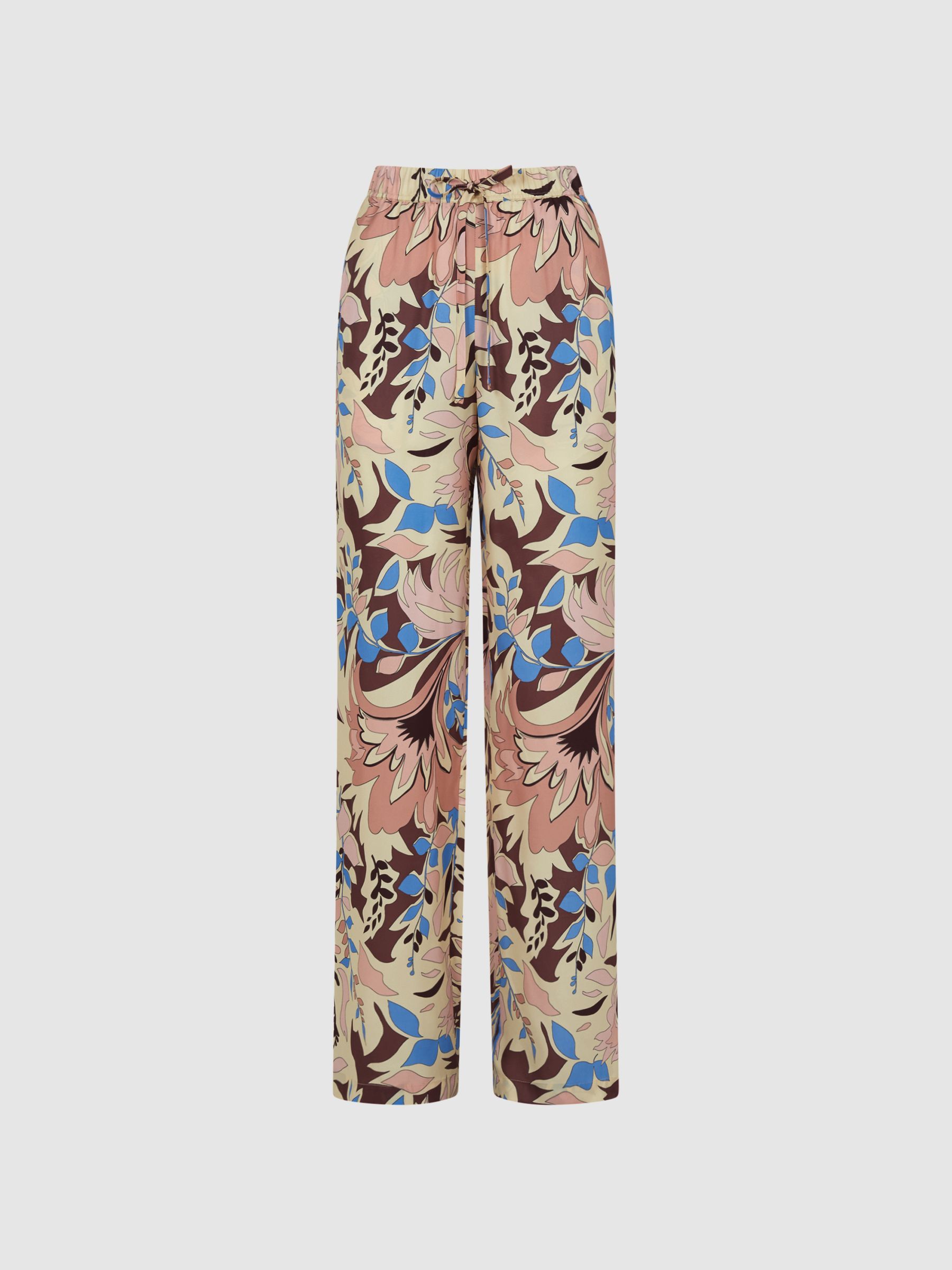 Floral Printed Wide Leg Trousers in Multi - Image 2 of 6