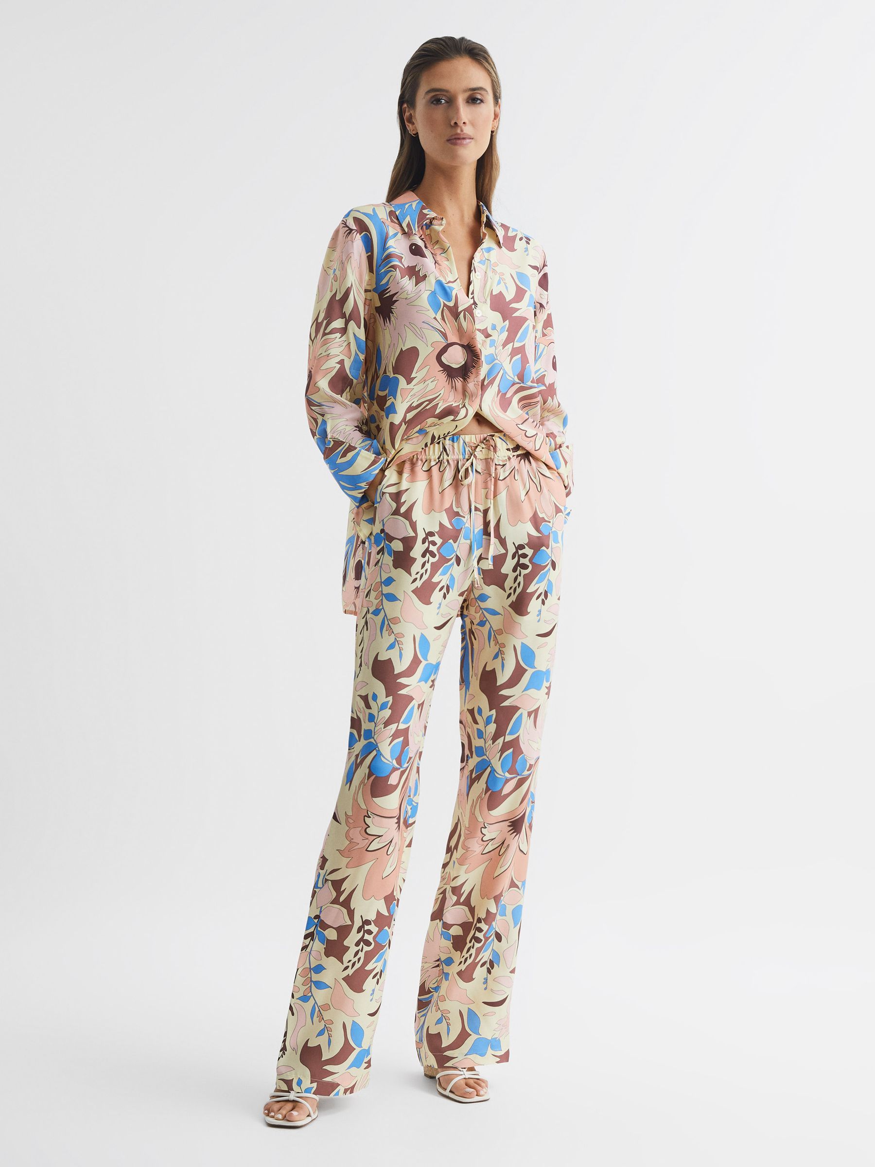 Floral Printed Wide Leg Trousers in Multi - Image 6 of 6