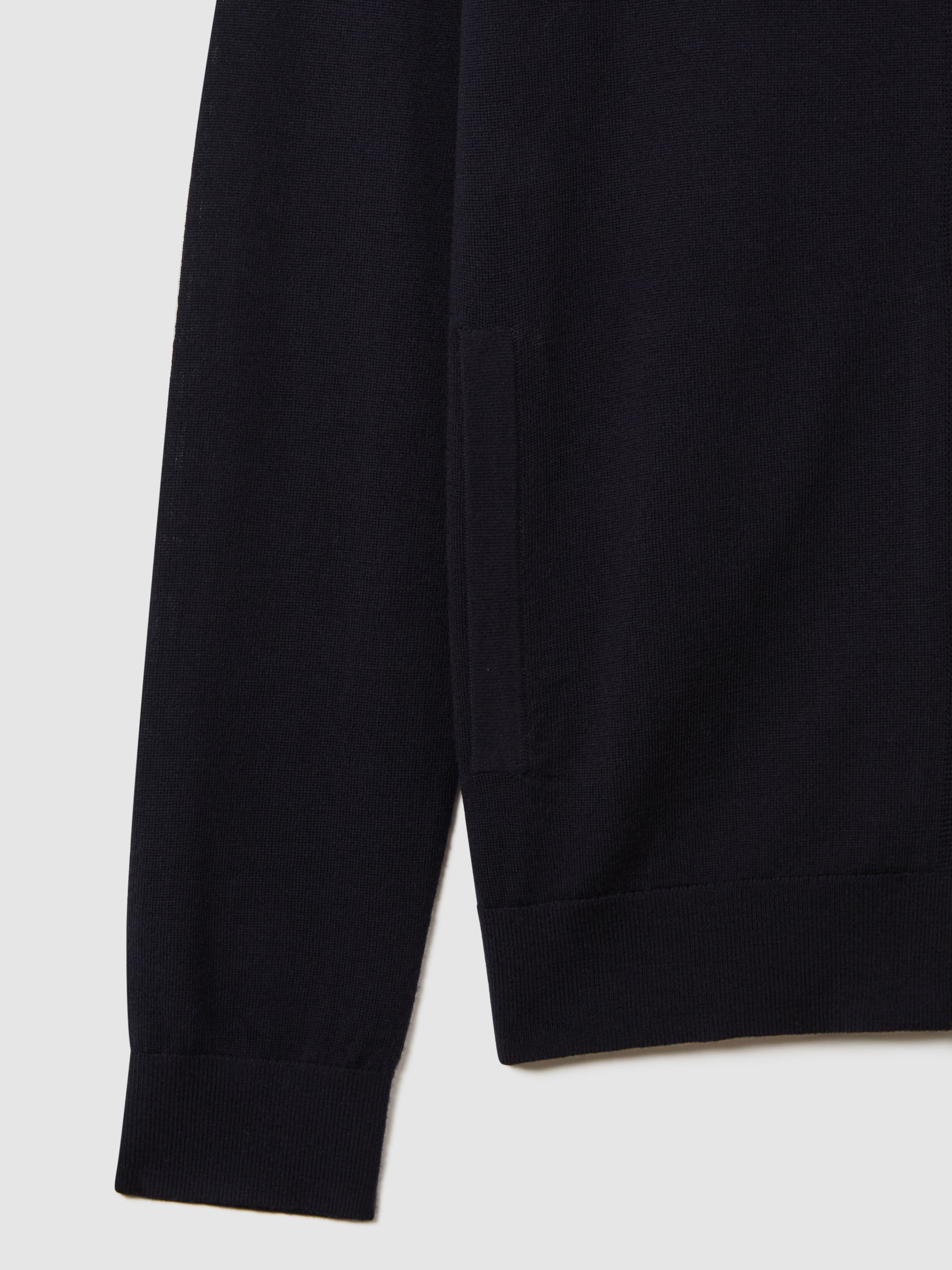 Merino Wool Zip-Through Cardigan in Navy - Image 7 of 7