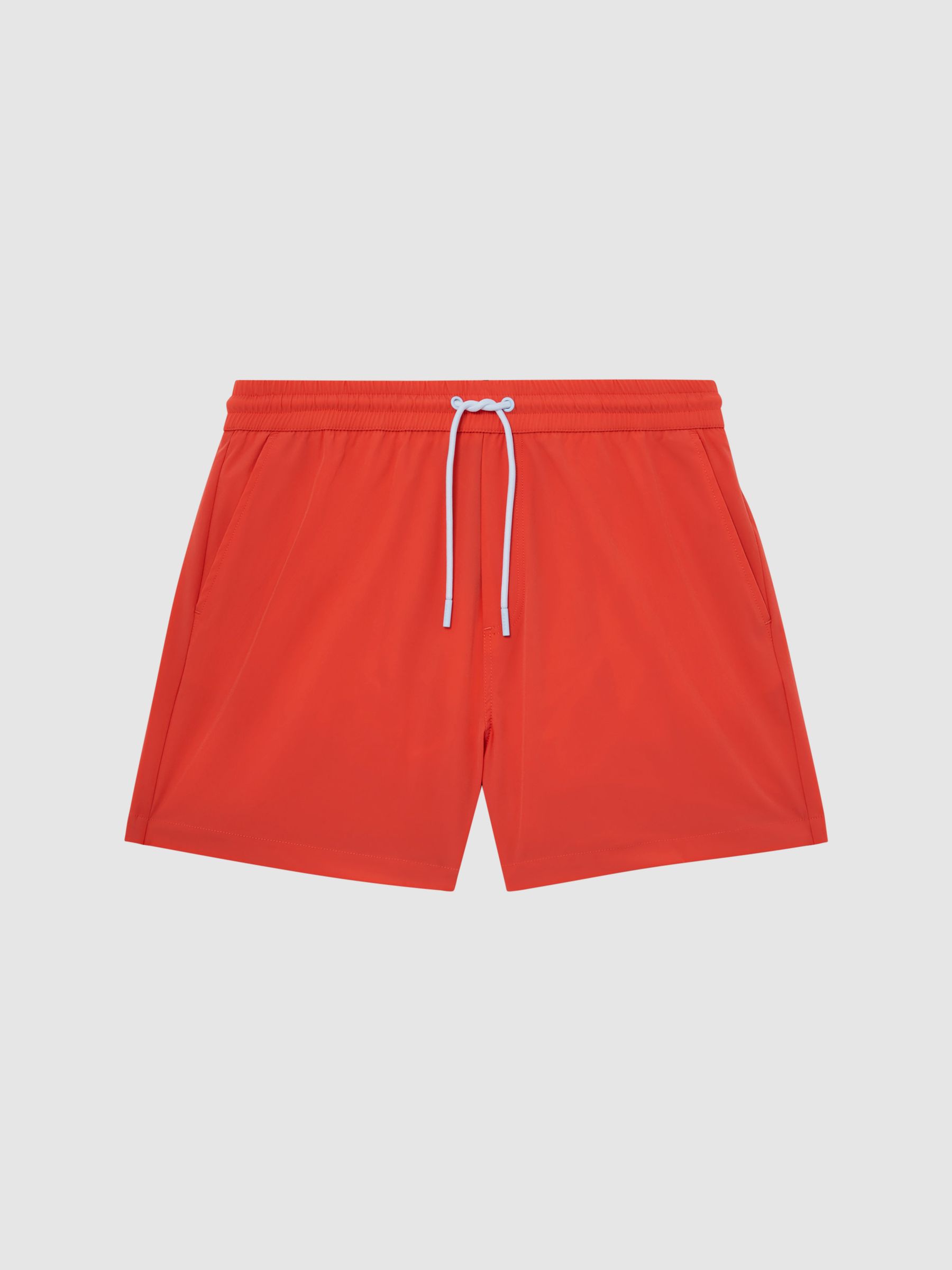 Plain Drawstring Swim Shorts in Bright Orange - Image 2 of 7