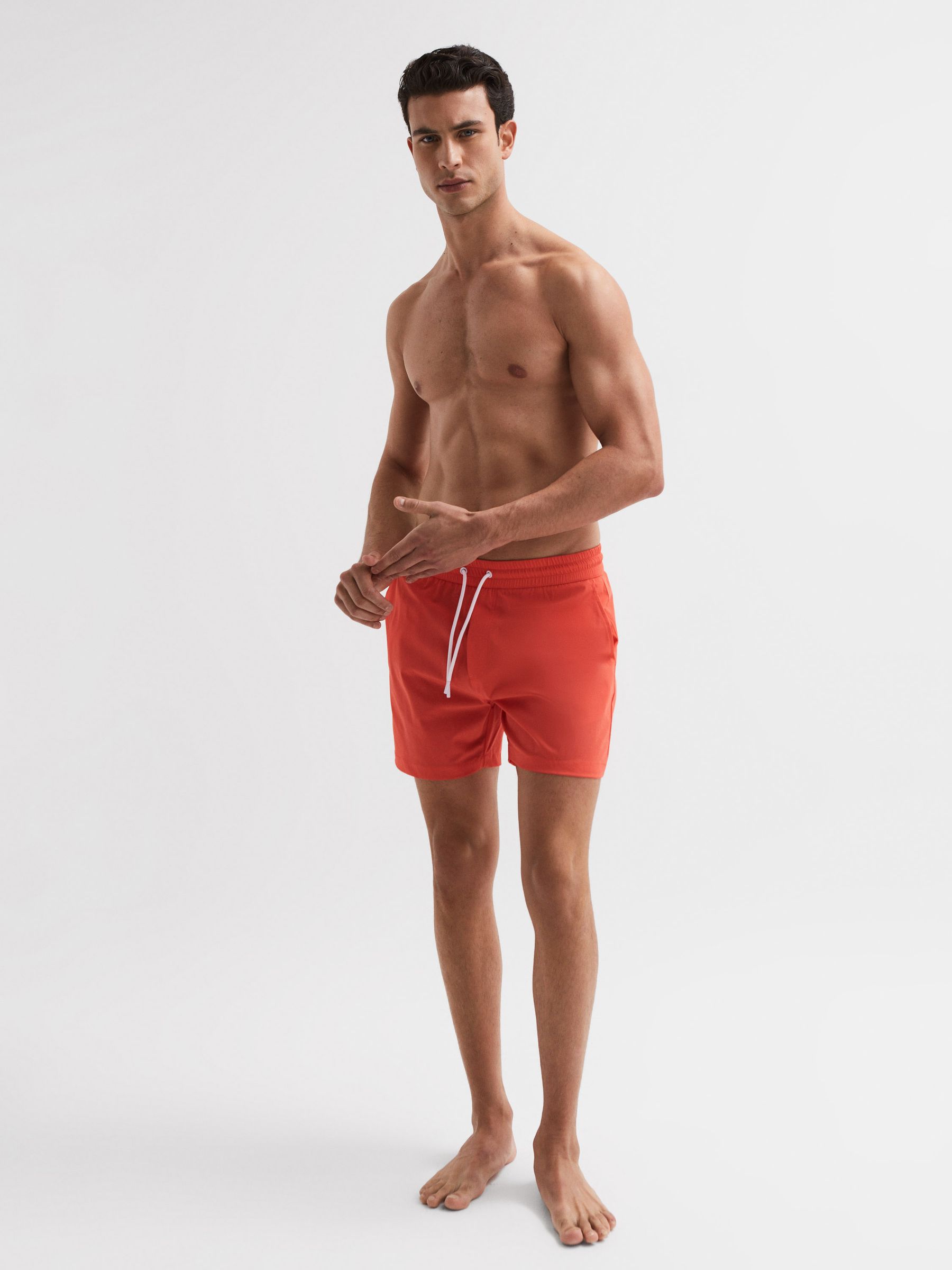 Plain Drawstring Swim Shorts in Bright Orange - Image 3 of 7