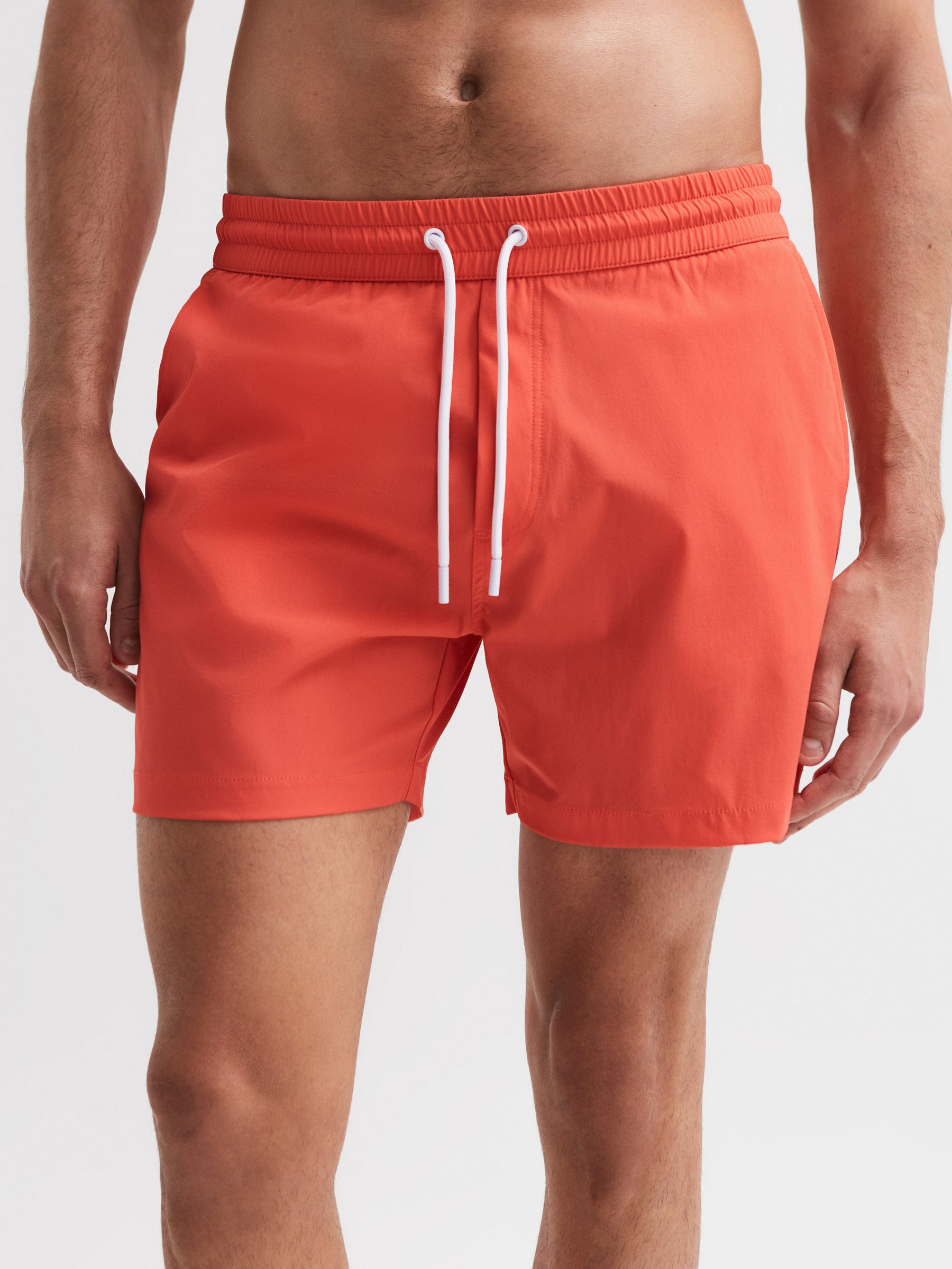 Plain Drawstring Swim Shorts in Bright Orange - Image 4 of 7