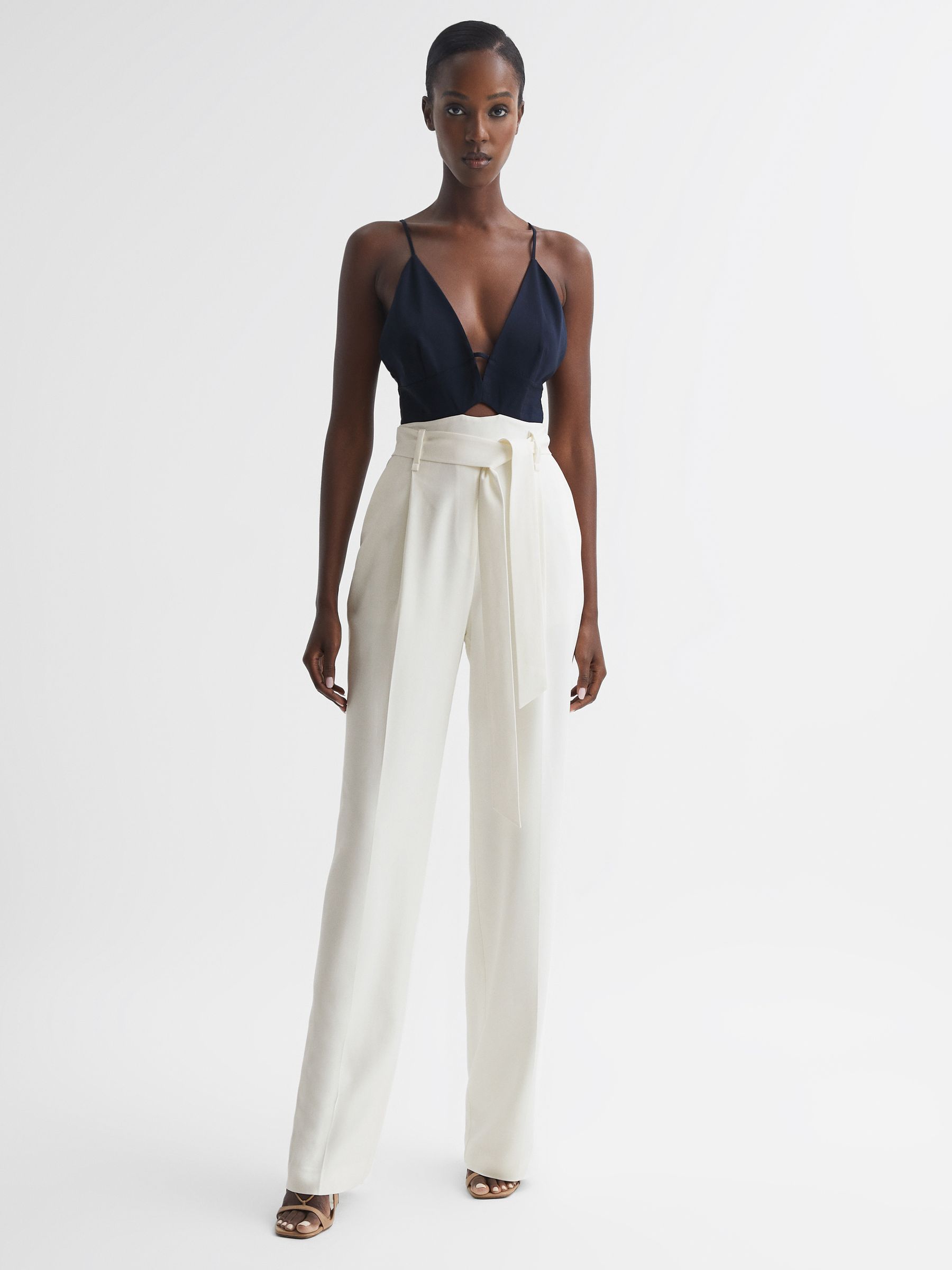 Colourblock Jumpsuit in Navy/White - Image 1 of 6 Colourblock Jumpsuit in Navy/White - Image 1 of 6