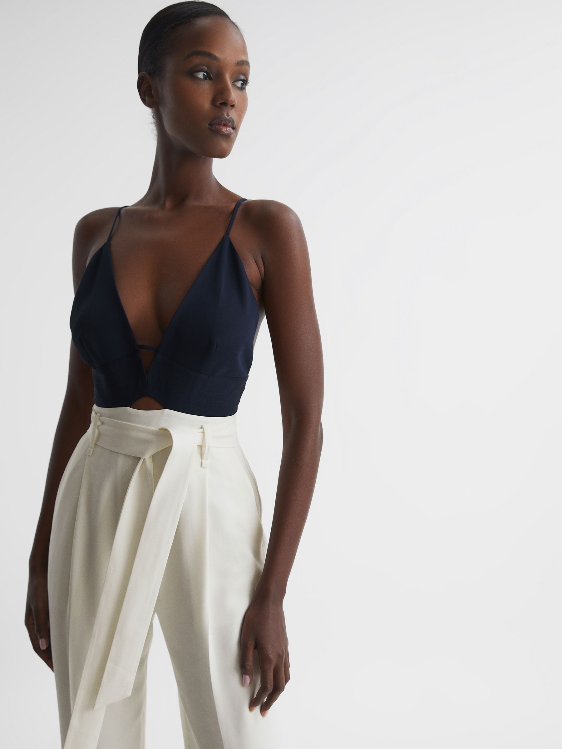 Colourblock Jumpsuit in Navy/White - Image 3 of 6