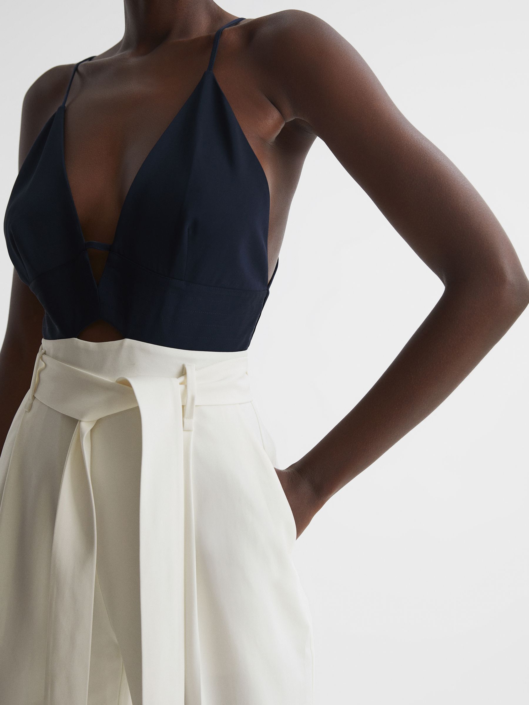 Colourblock Jumpsuit in Navy/White - Image 4 of 6
