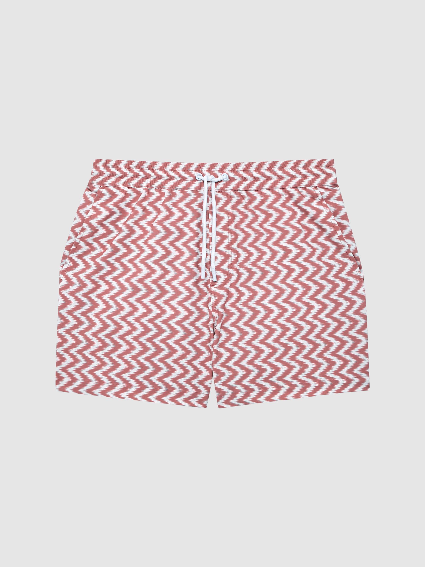 Printed Drawstring Swim Shorts in Rust - Image 2 of 6