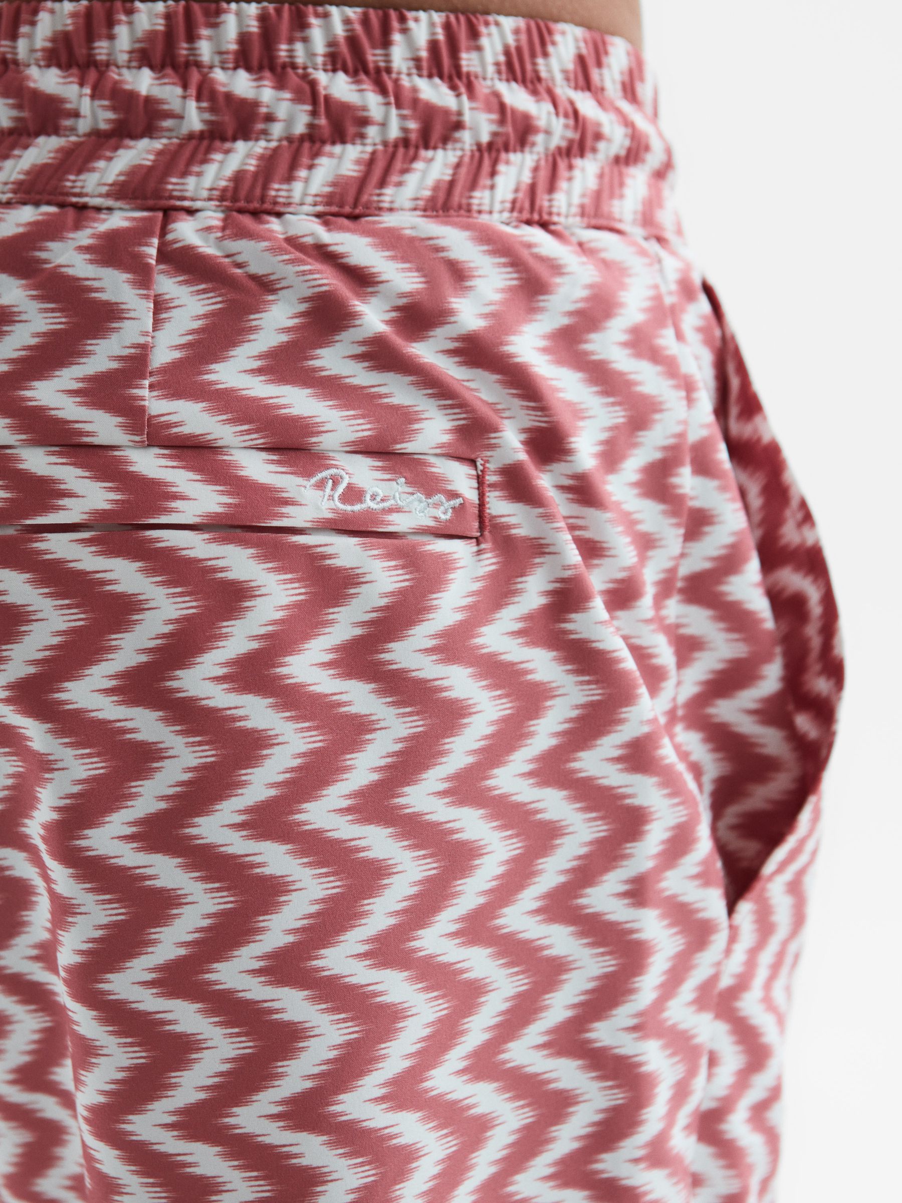 Printed Drawstring Swim Shorts in Rust - Image 4 of 6