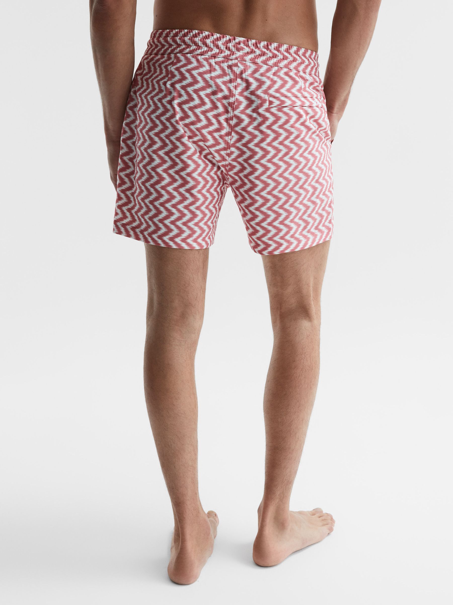 Printed Drawstring Swim Shorts in Rust - Image 5 of 6