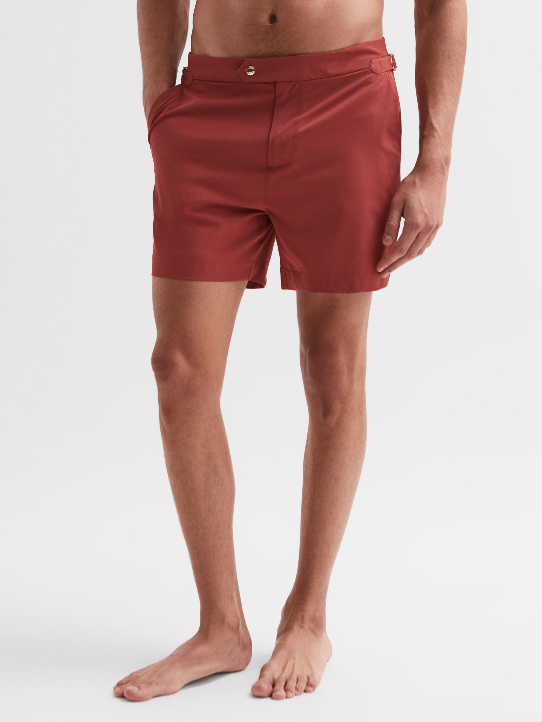 Side Adjuster Swim Shorts in Russet - Image 1 of 1