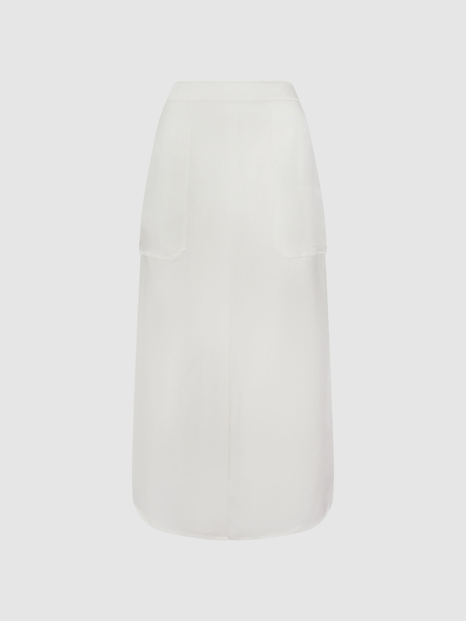 Linen High Rise Skirt in White - Image 2 of 6
