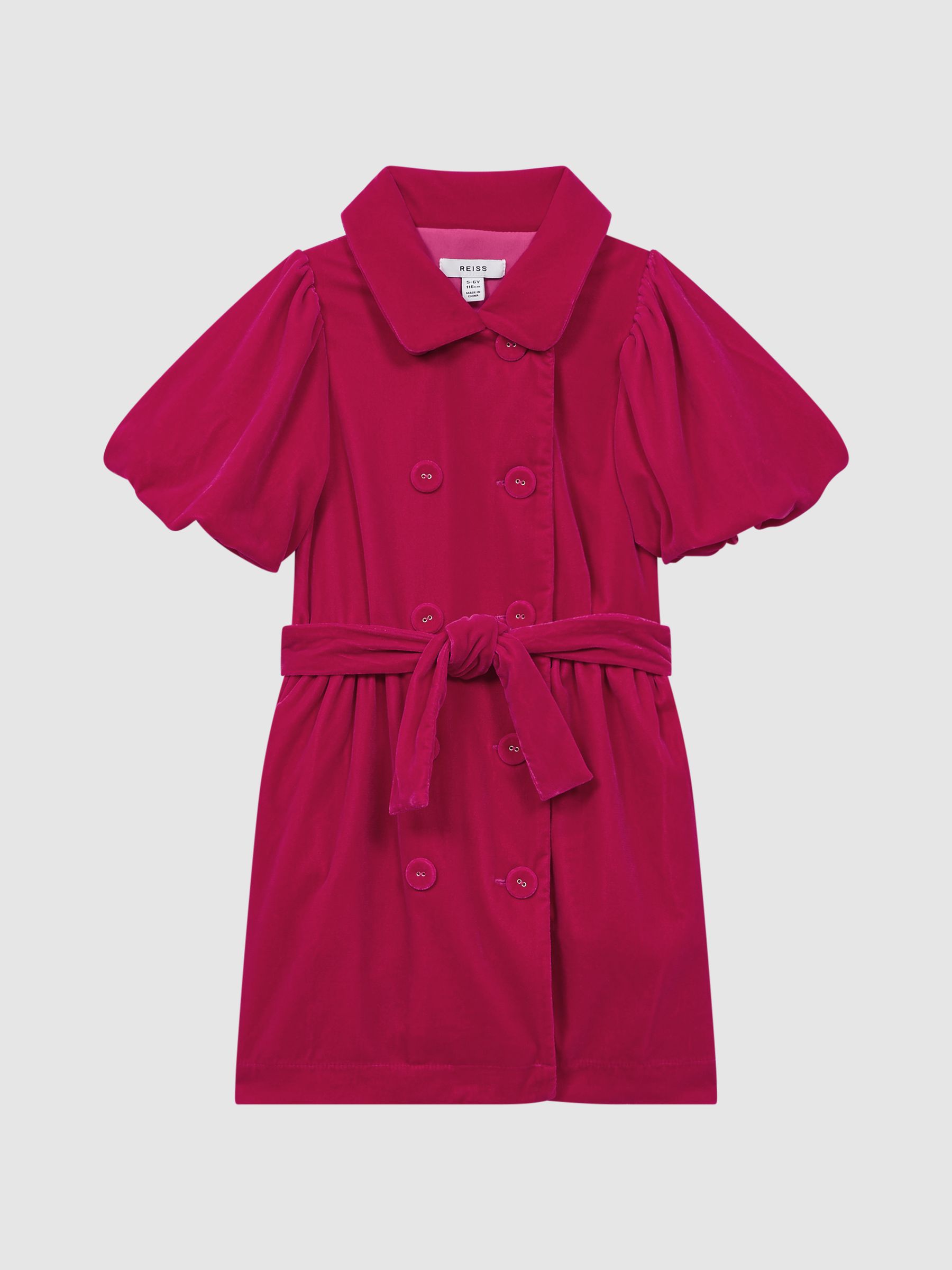 Velvet Double Breasted Dress in Pink - Image 2 of 5