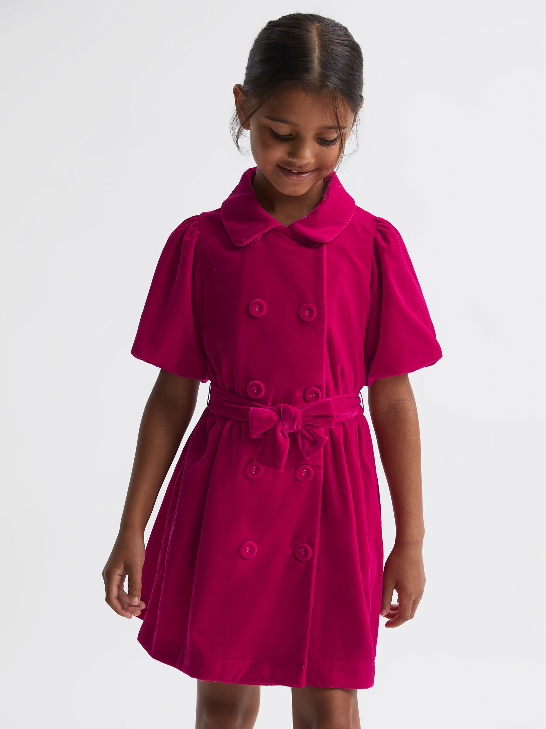 Velvet Double Breasted Dress in Pink - Image 3 of 5