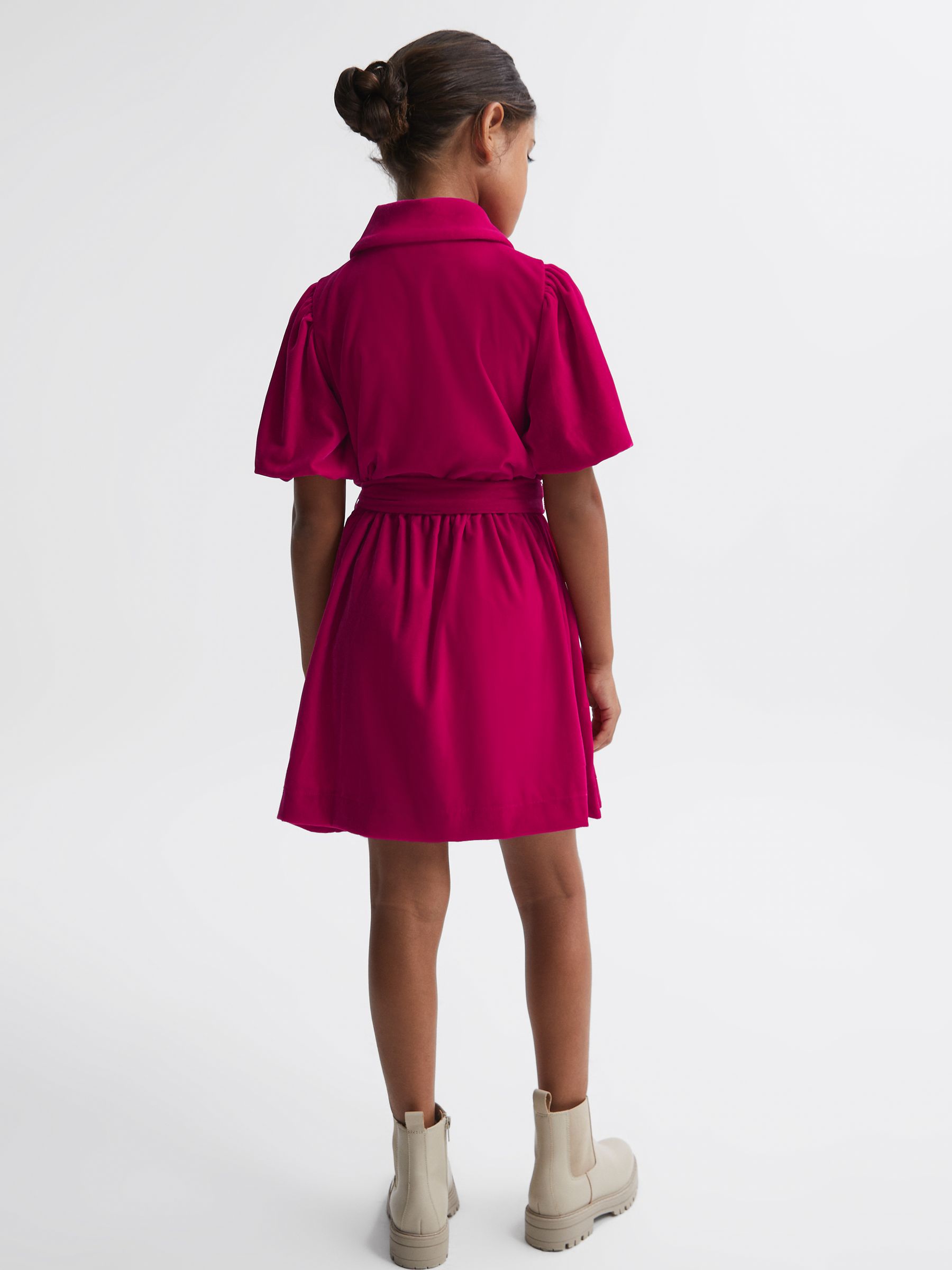 Velvet Double Breasted Dress in Pink - Image 4 of 5